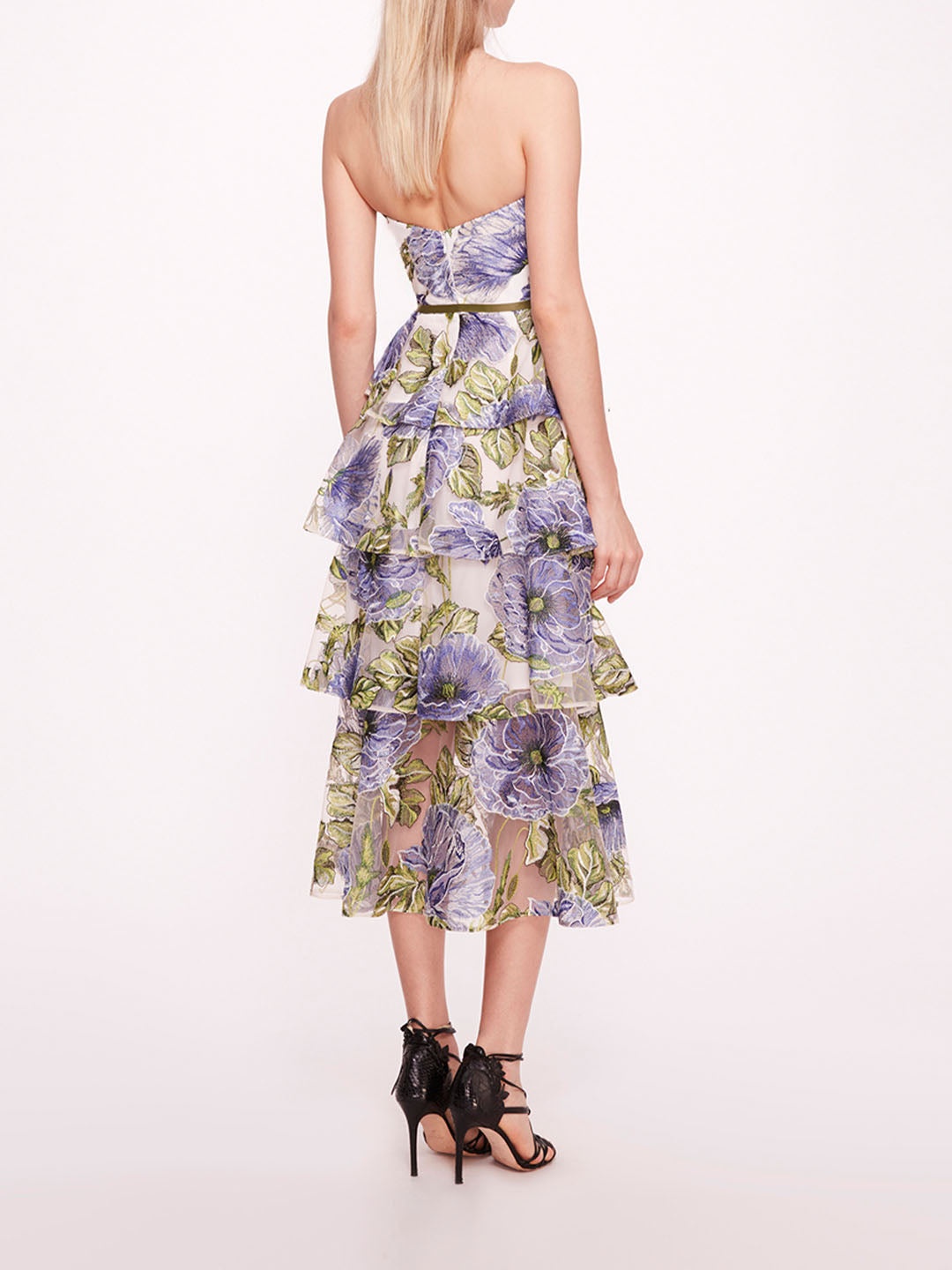 EMBROIDERED PLUNGING MIDI DRESS - 2