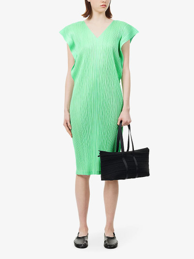 Pleats Please Issey Miyake V-neck pleated knitted midi dress outlook