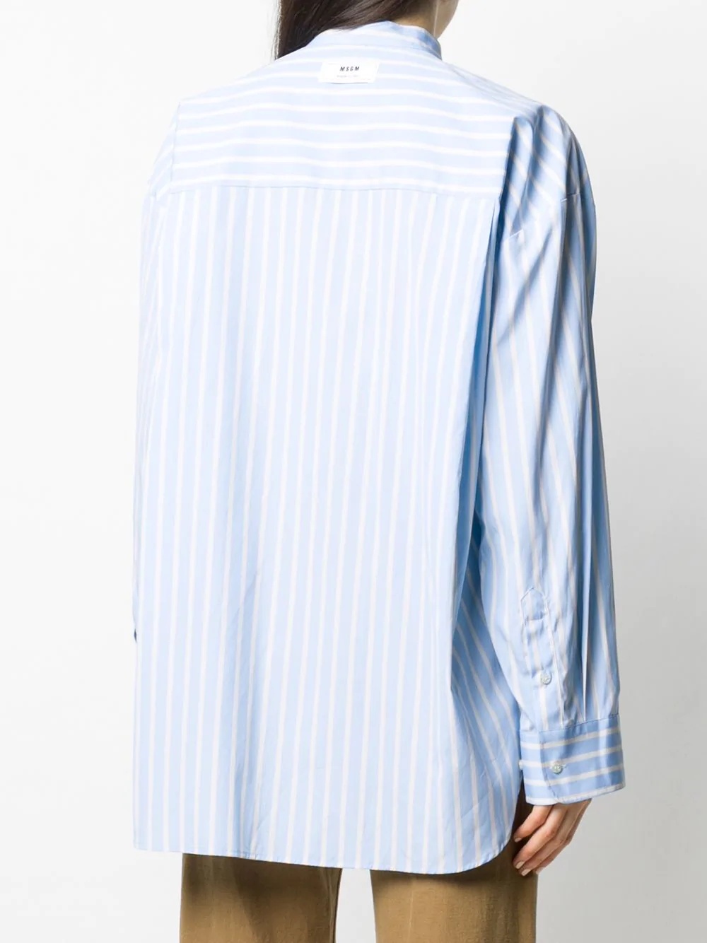 striped collarless shirt - 4