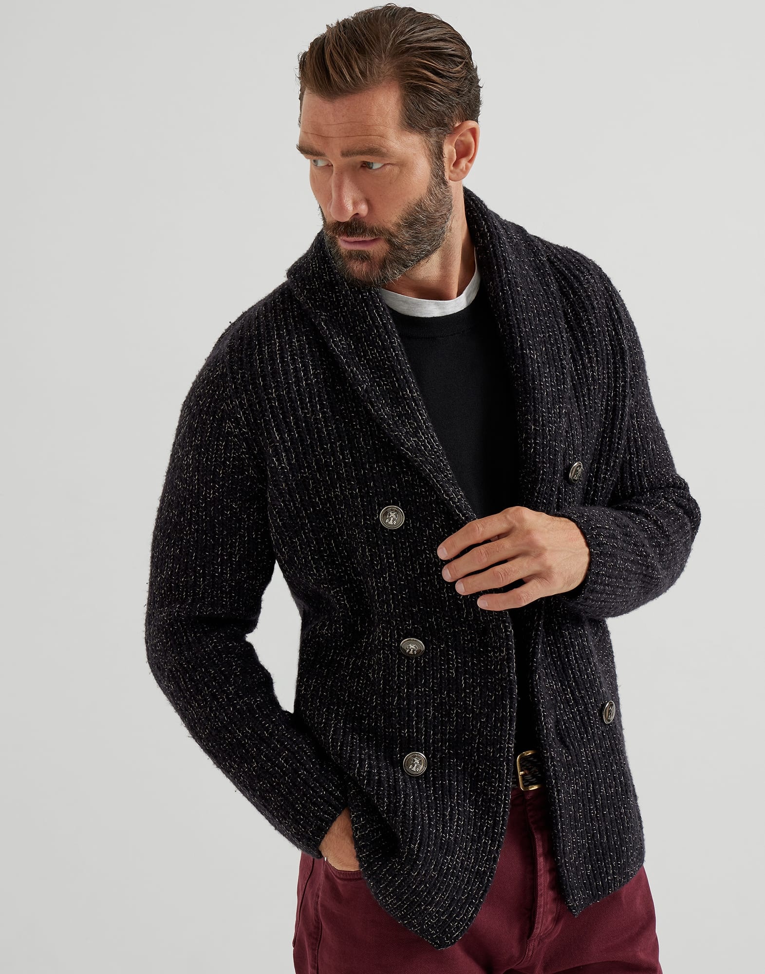 Virgin wool and cashmere lightweight sweater with patches - 4