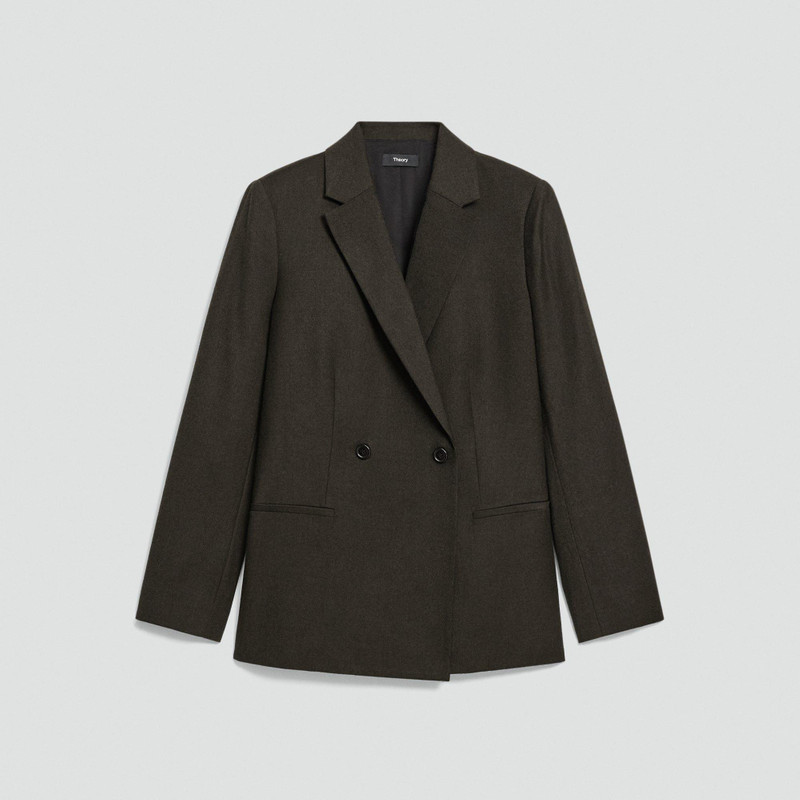 Relaxed Double-Breasted Blazer in Sleek Flannel 1