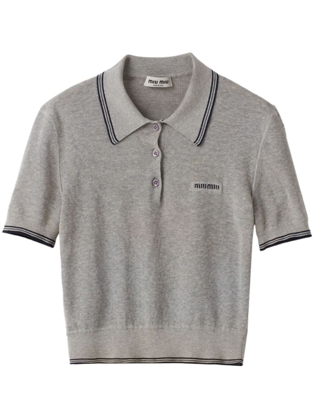 logo-jacquard cropped polo shirt - 1