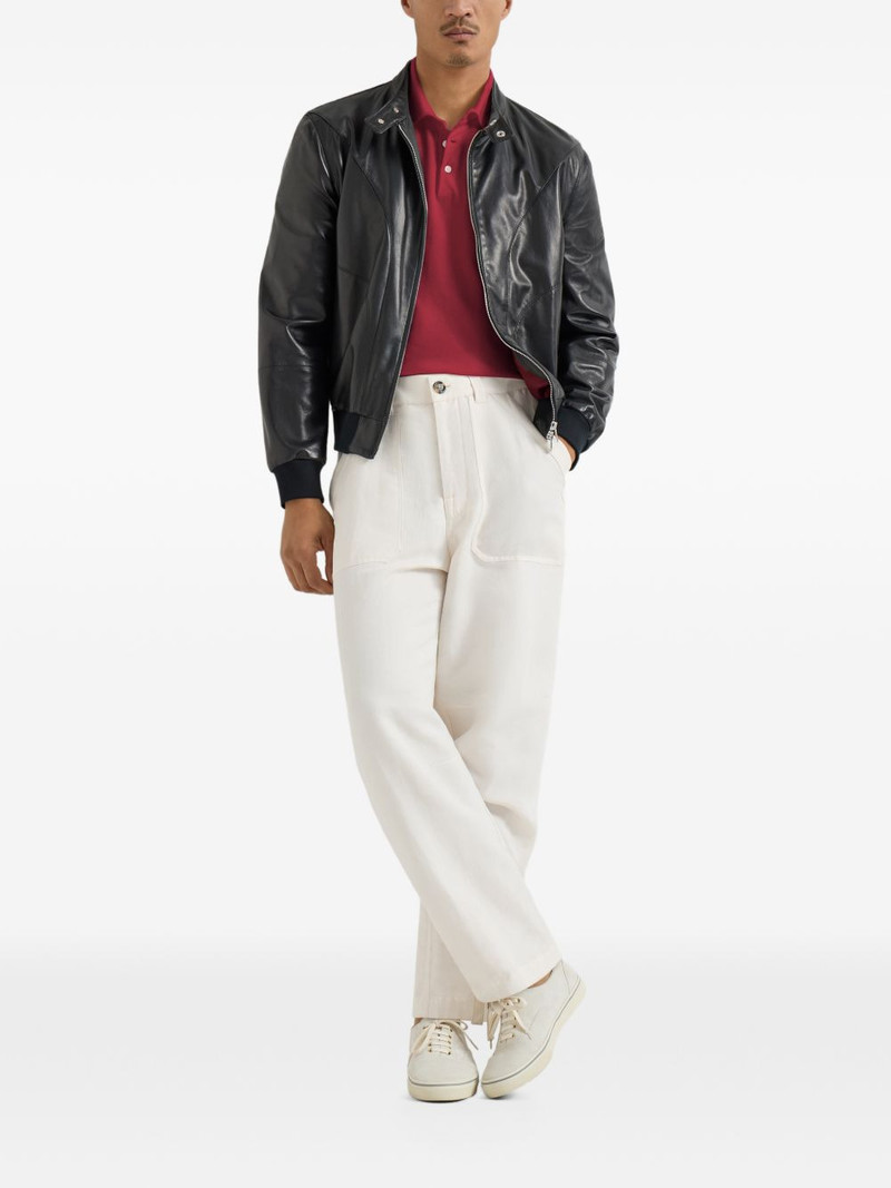 Brunello Cucinelli logo-embroidered piqué polo shirt outlook