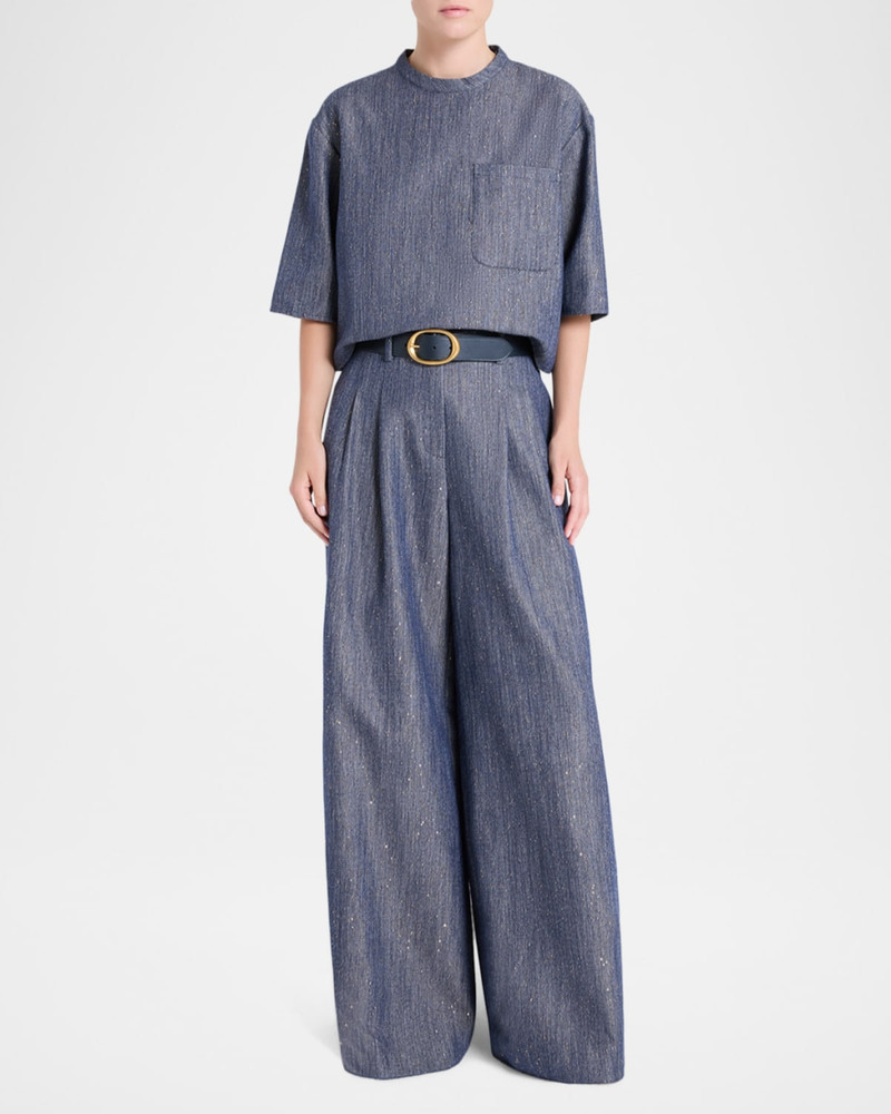 TWP Ex T Sequined Denim Top outlook