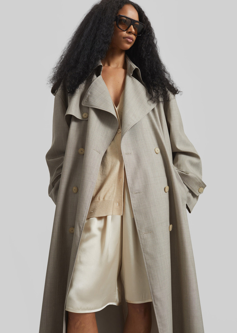 Dursley Oversized Trench Coat - Beige Melange 9