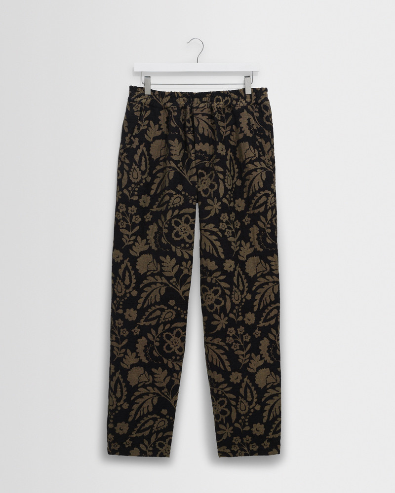 Tyne - Black And Khaki Chenille Jacquard Trousers 1