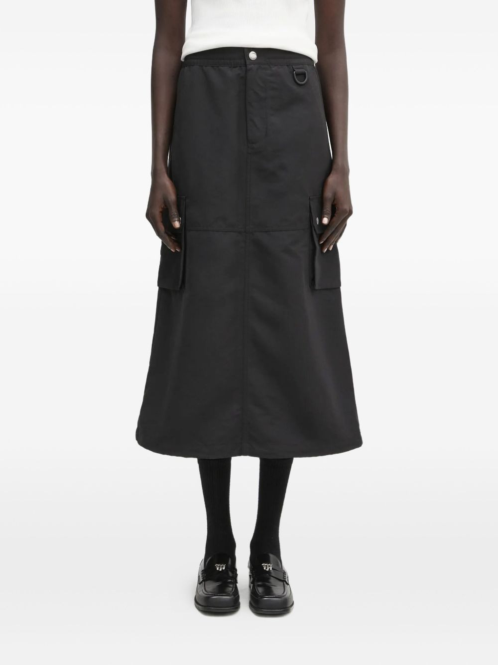 logo-patch A-line midi skirt - 3
