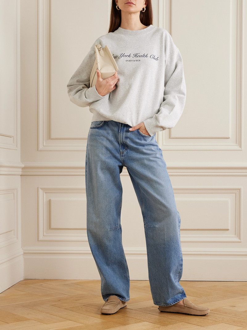 Sporty & Rich Health Is Wealth Printed Cotton-jersey Sweatshirt outlook