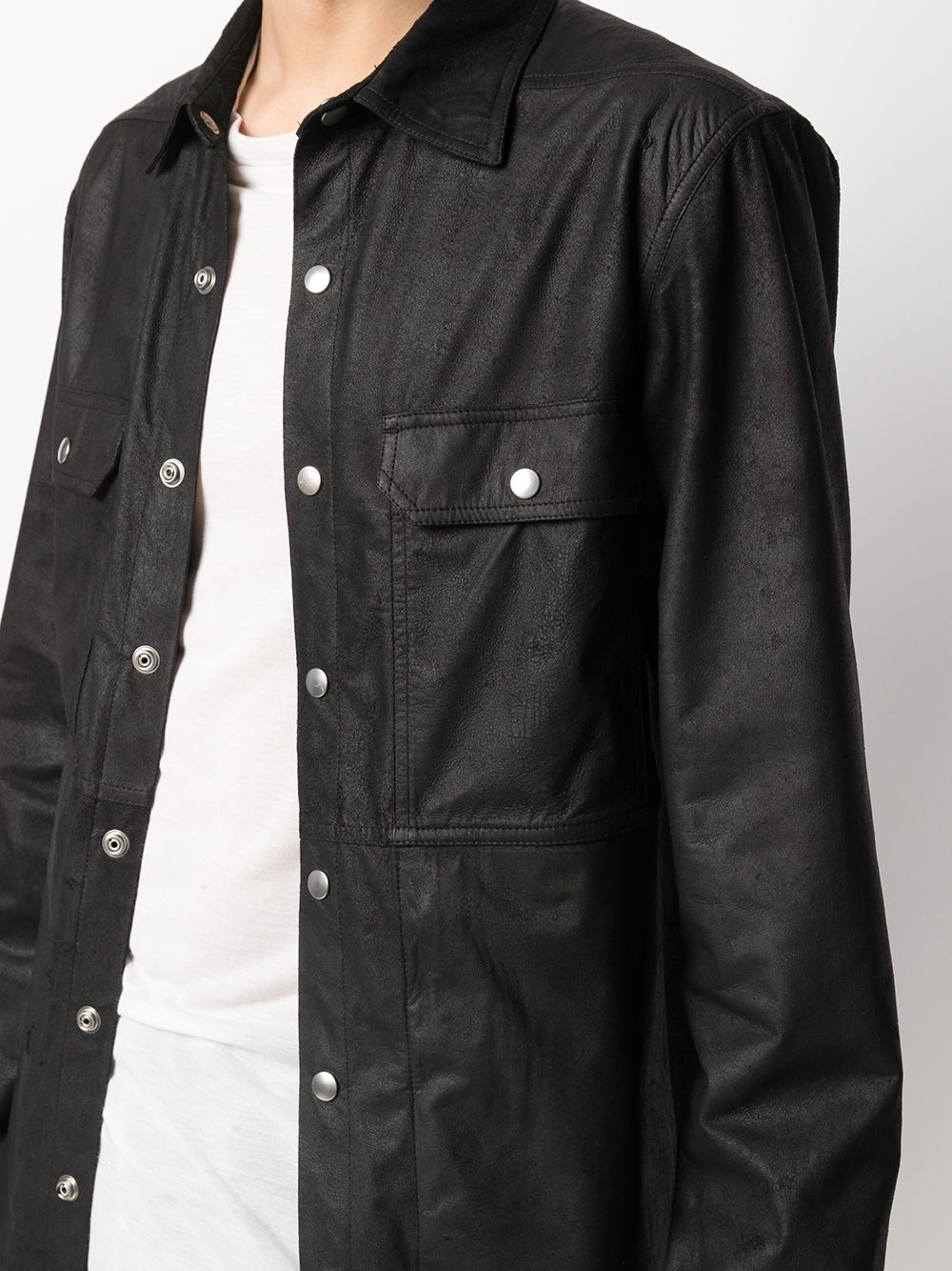 two-pocket leather shirt - 5