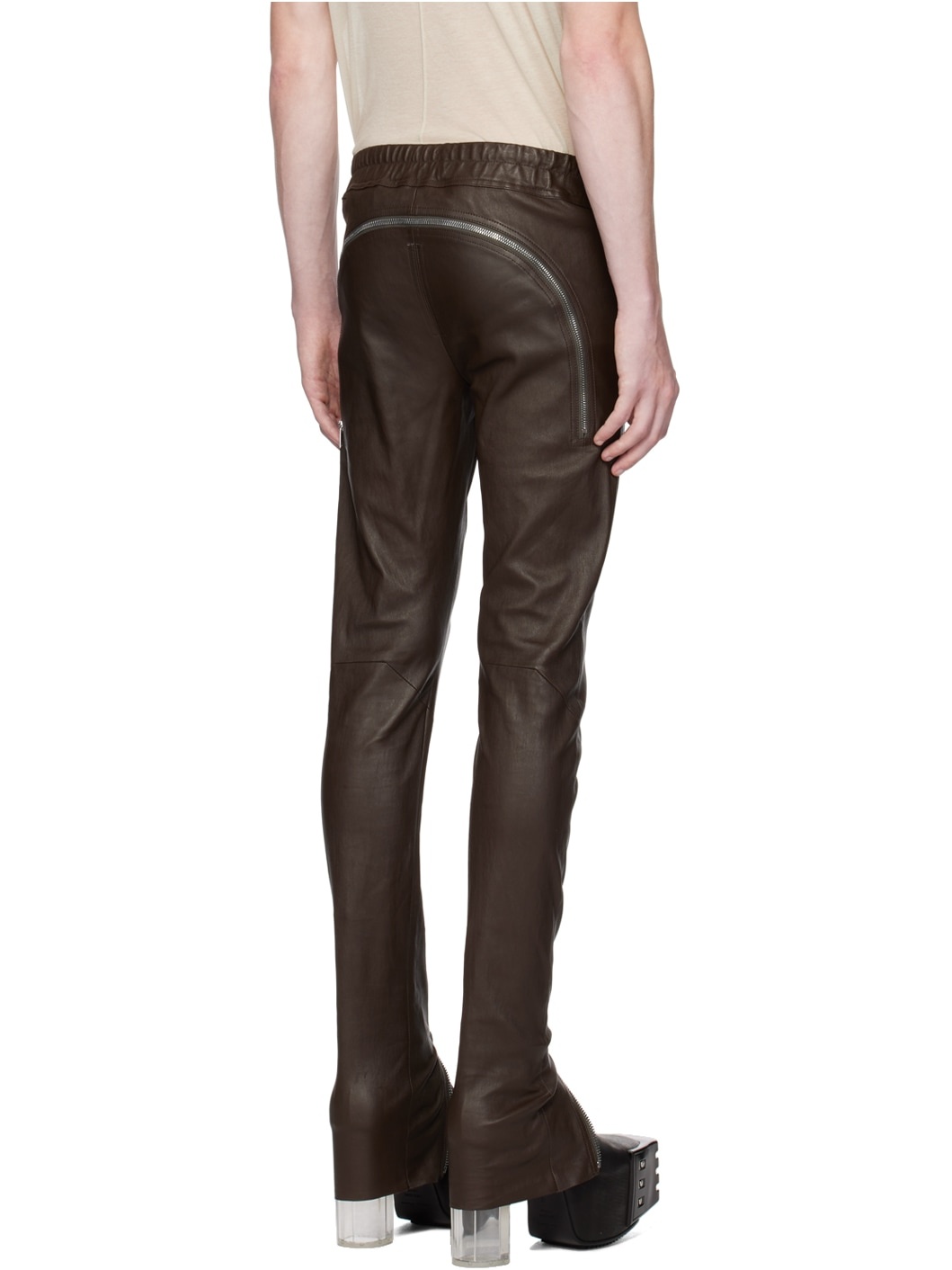 Brown Gary Leather Pants - 3