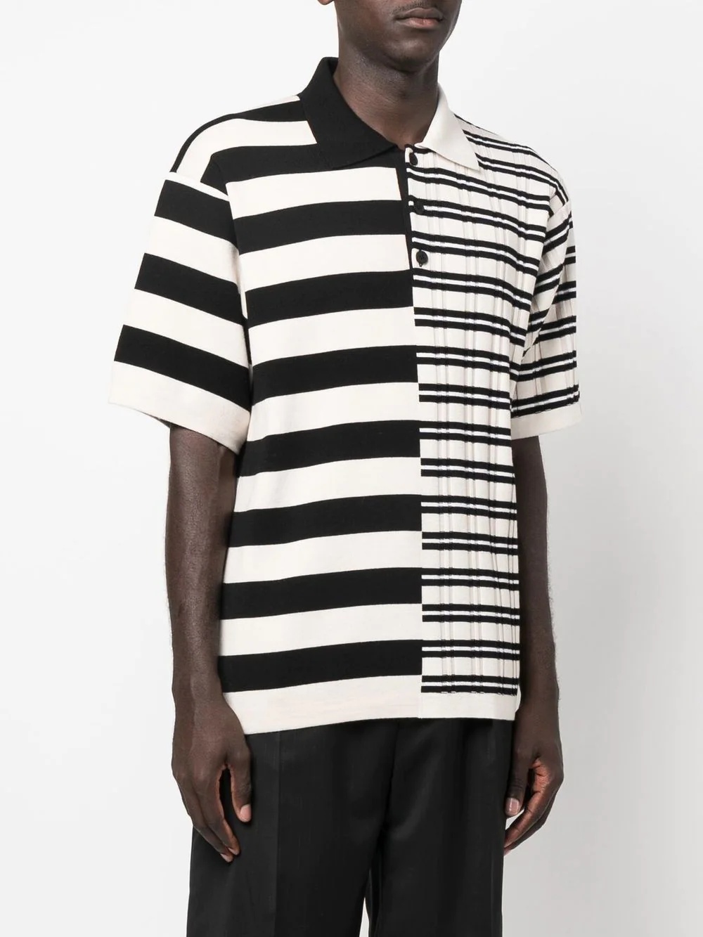 stripe-print pattern polo shirt - 3