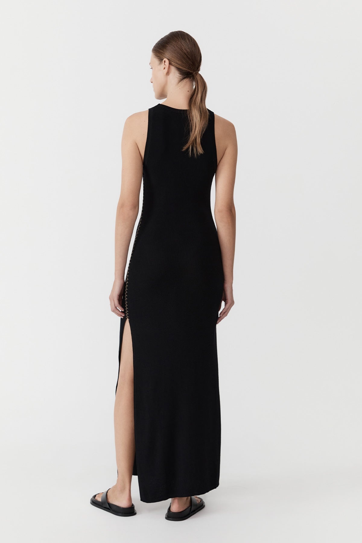 Stitch Detail Dress - Black - 5