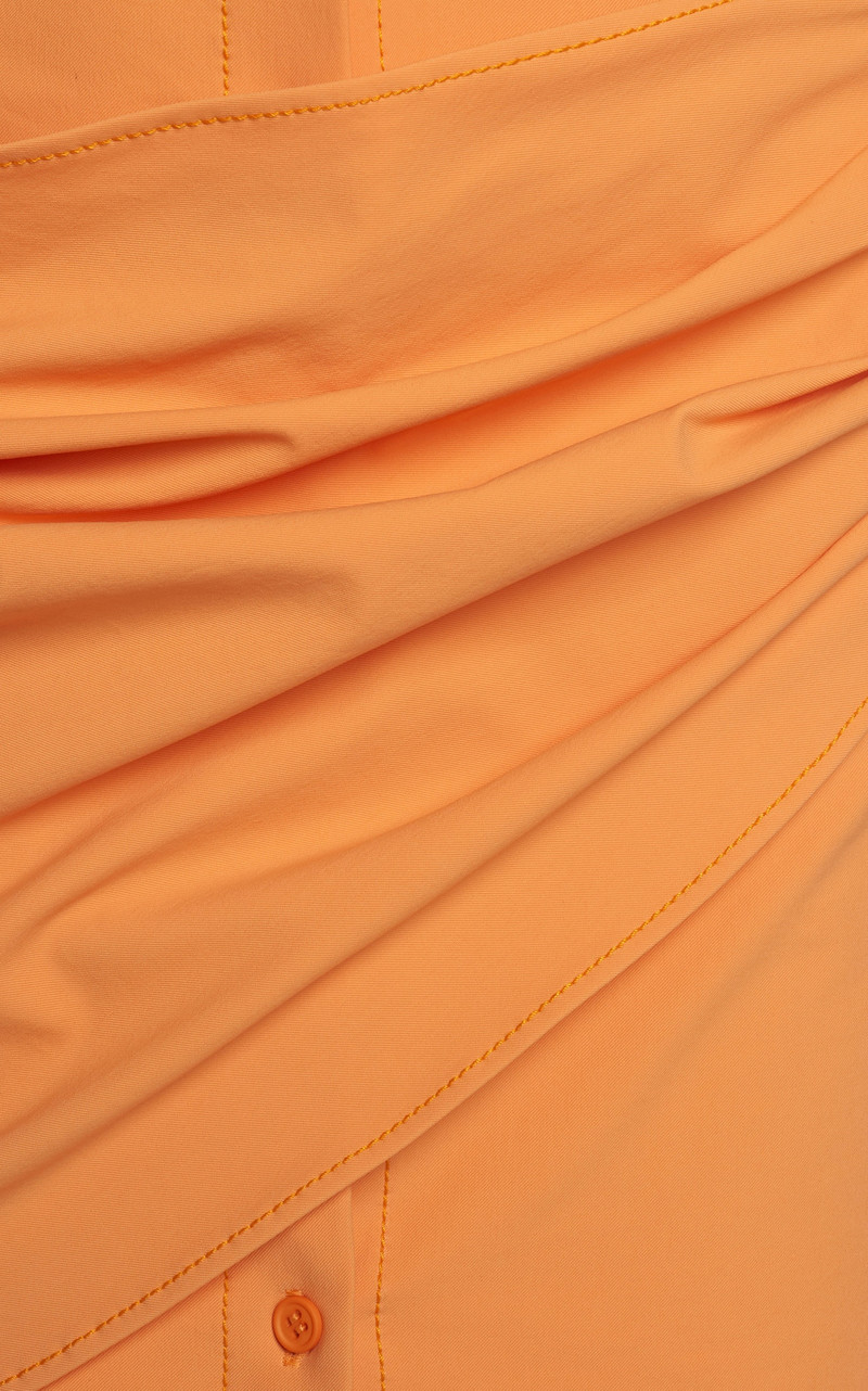 Draped Poplin Mini Shirt Dress orange 5