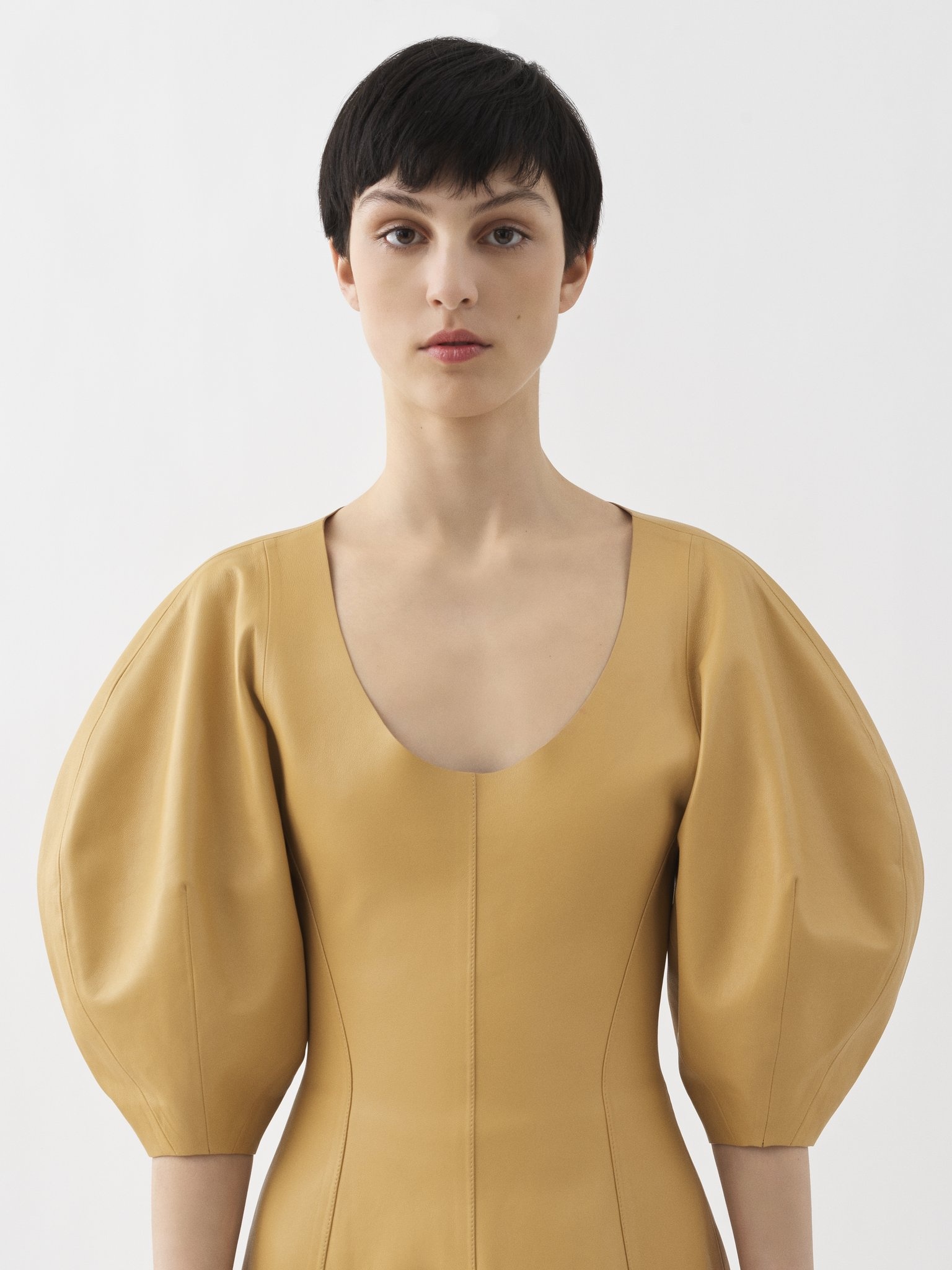 BALLOON-SLEEVE MIDI DRESS - 5