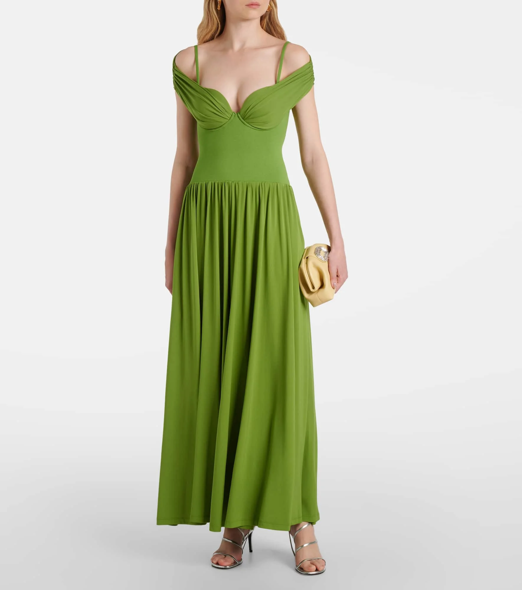 chinese dress ladies Simkhai Green Amarantha Off Shoulder Dress