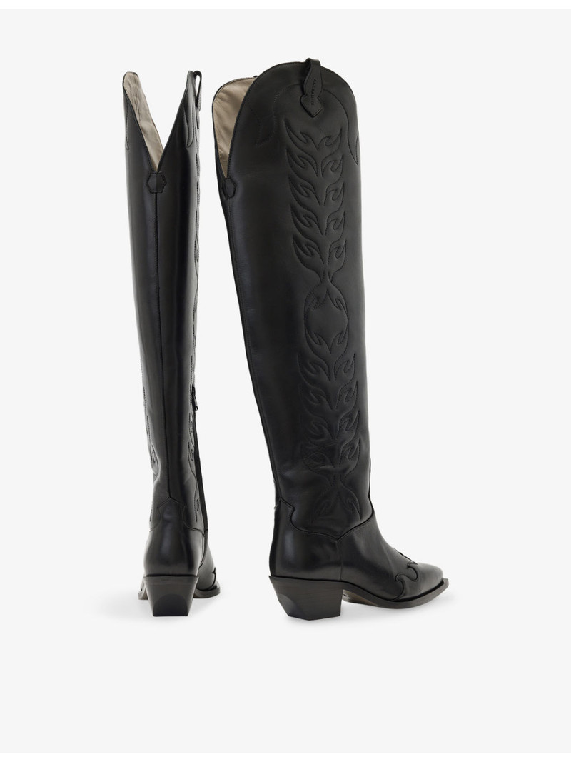 ALLSAINTS Landon Western Leather Knee-High Boots outlook