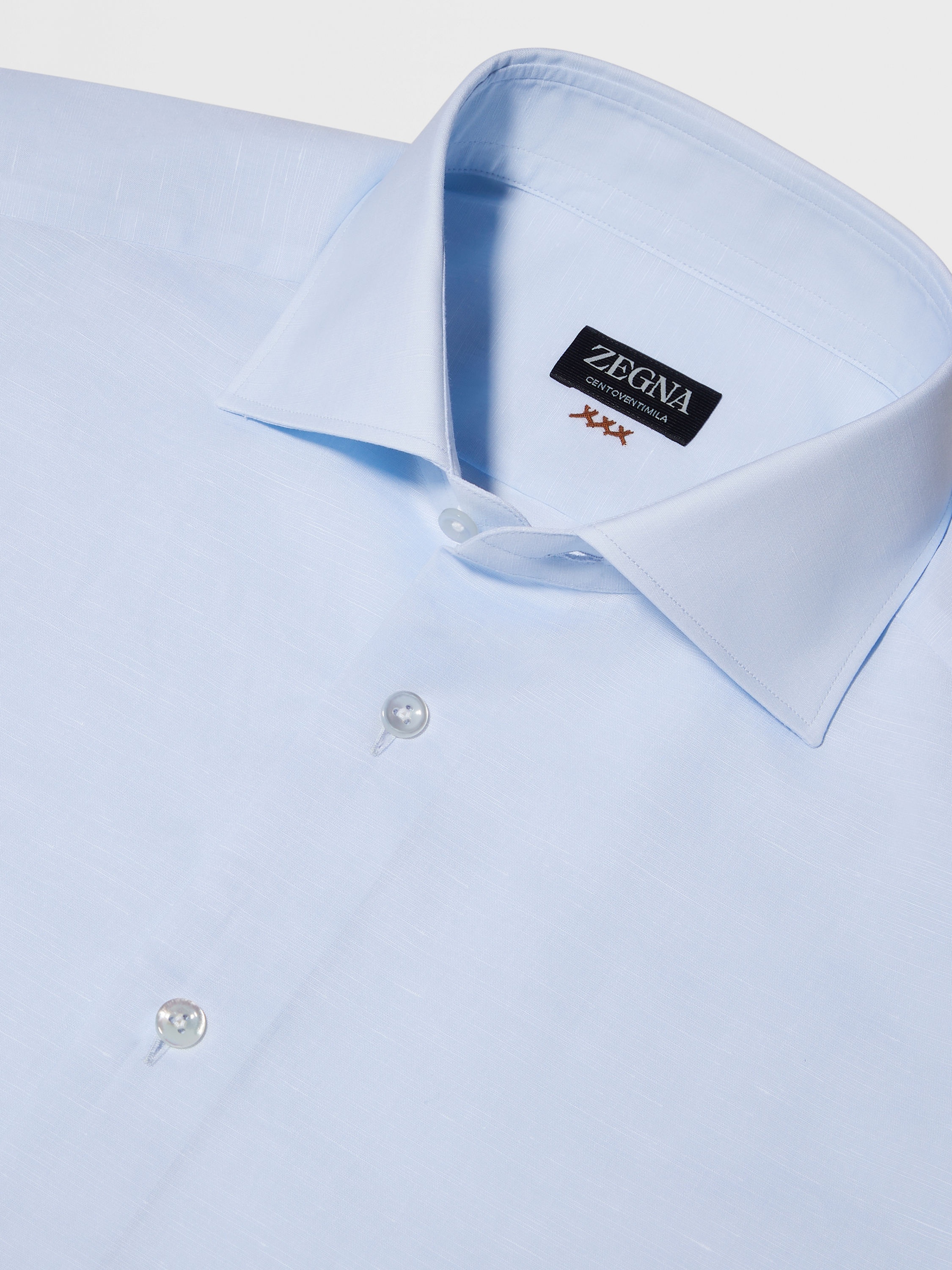 LIGHT BLUE CENTOVENTIMILA COTTON AND LINEN SHIRT - 3