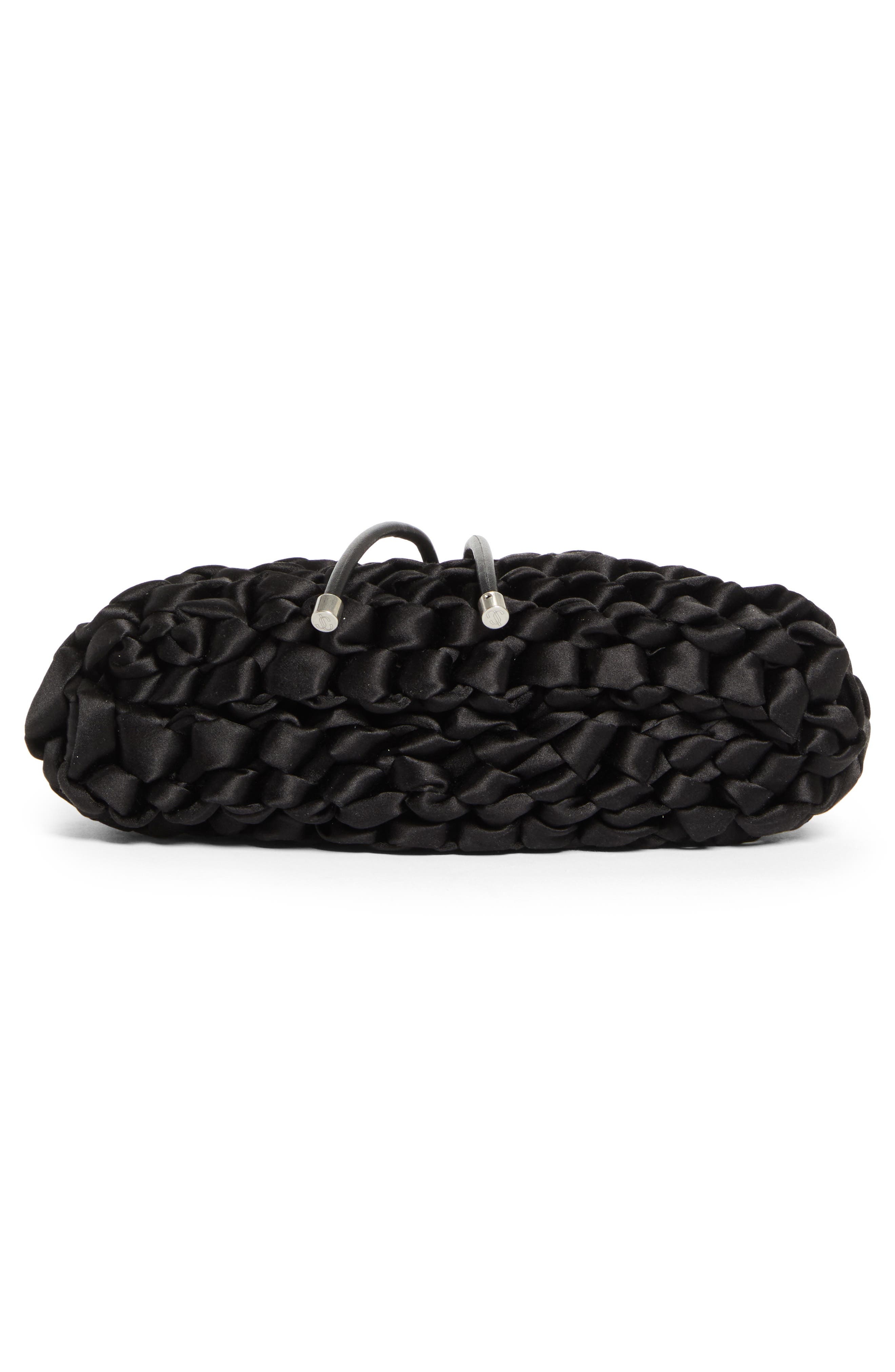 Jimmy Choo Small Cinch Satin Bucket Bag in Black/Antique Silver at Nordstrom - 6