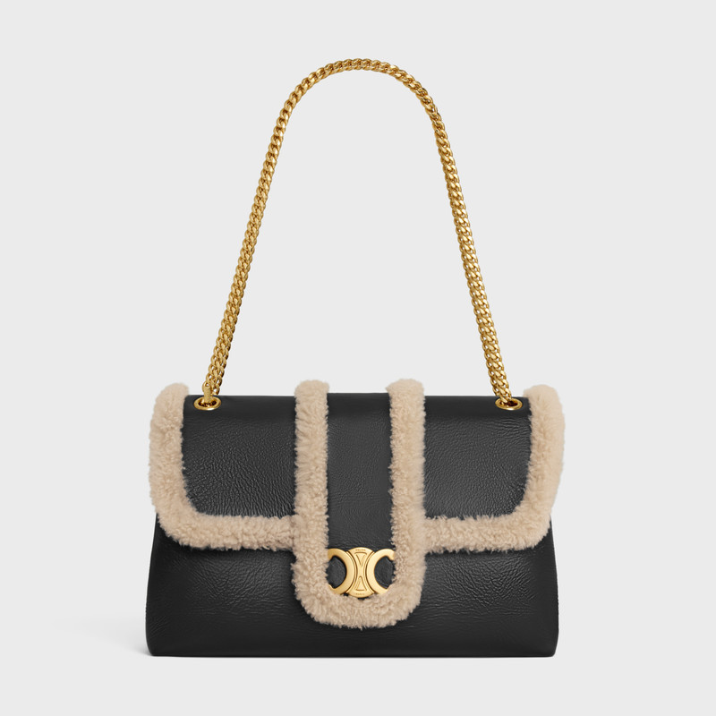 LARGE CELINE VICTOIRE BAG in CREASED LAMBSKIN AND SHEARLING 6