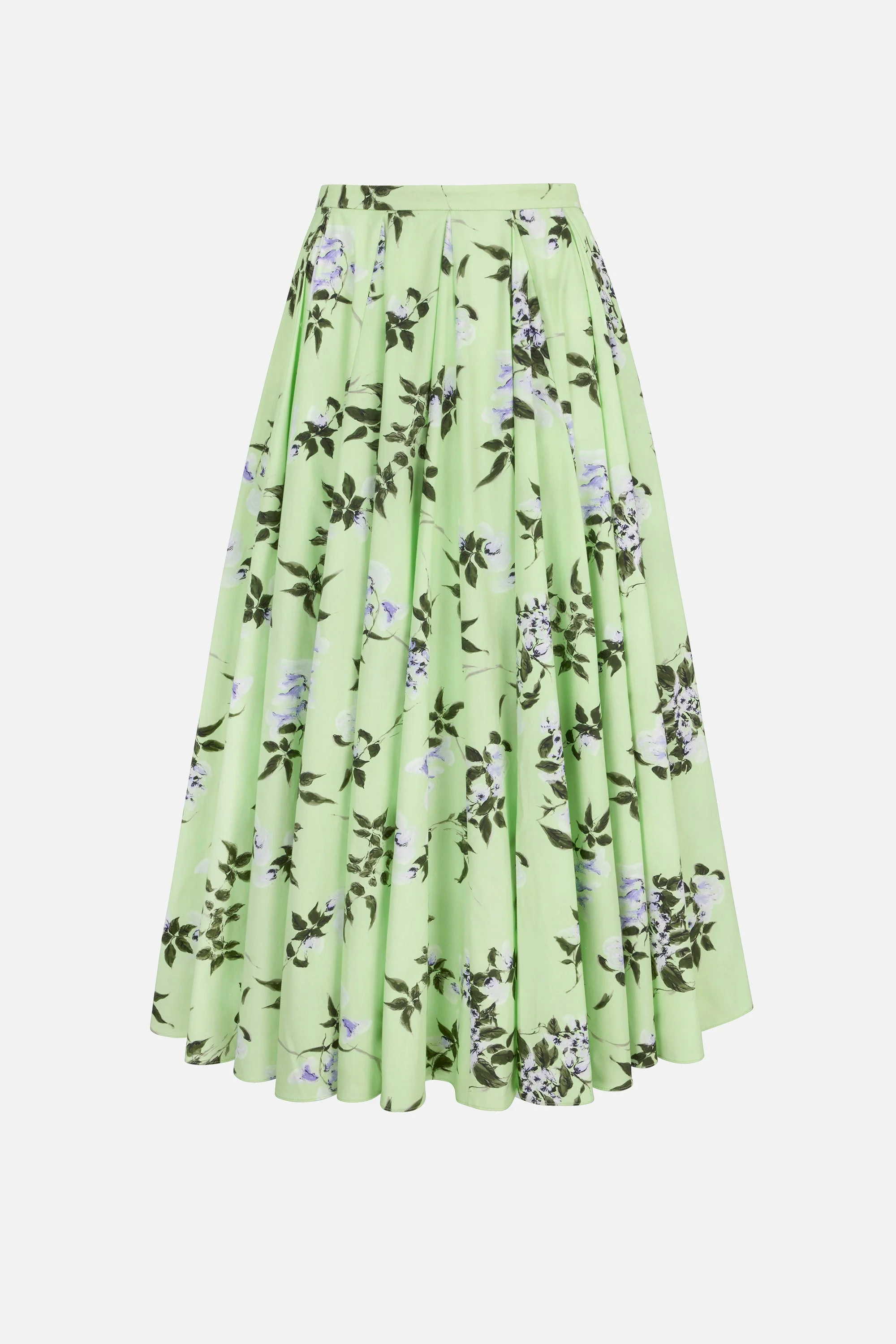 Rhea Skirt In Lilac Lillies & Cherry Print on Green Organic Cotton - 1
