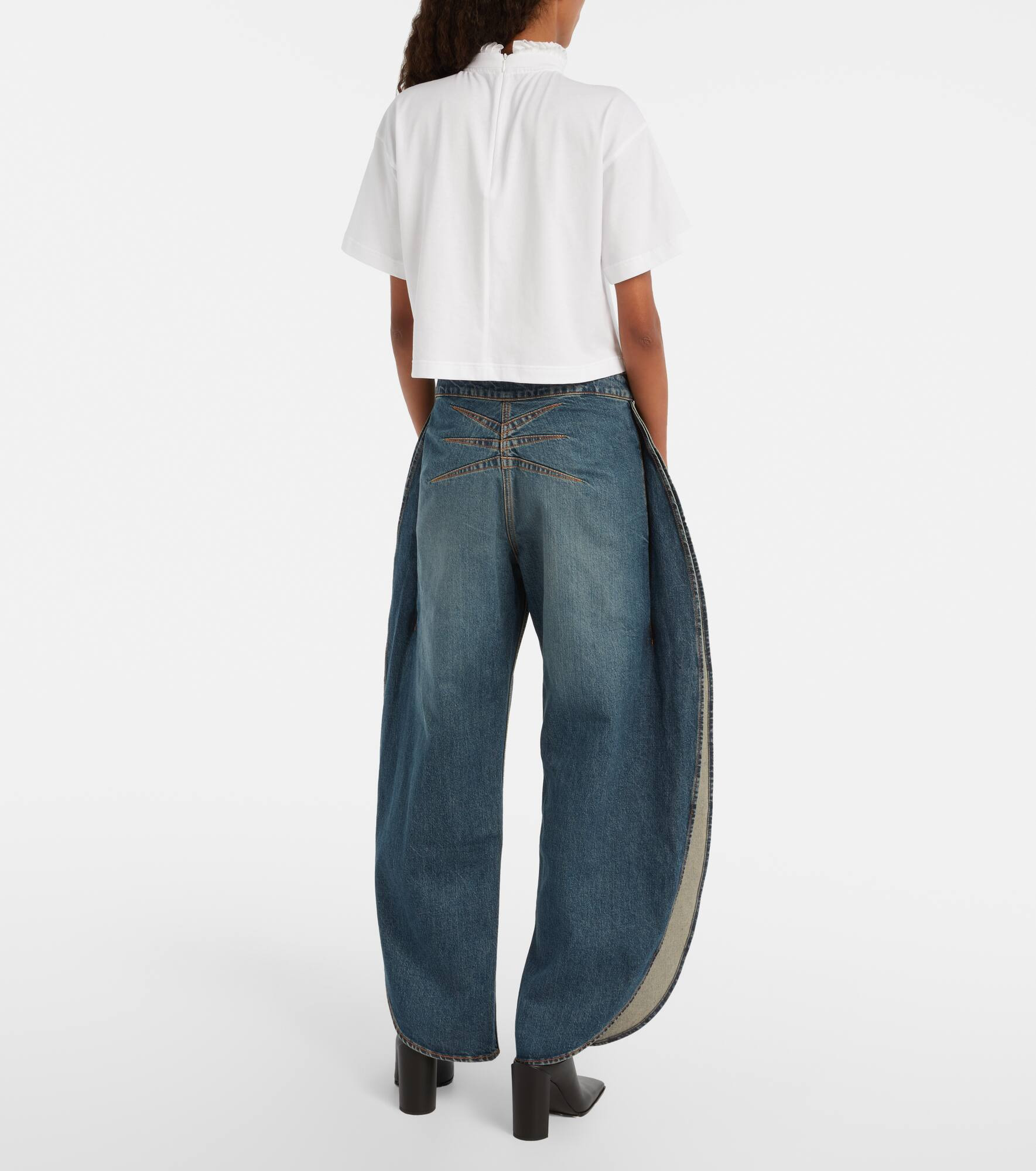 Cropped cotton jersey turtleneck top - 3