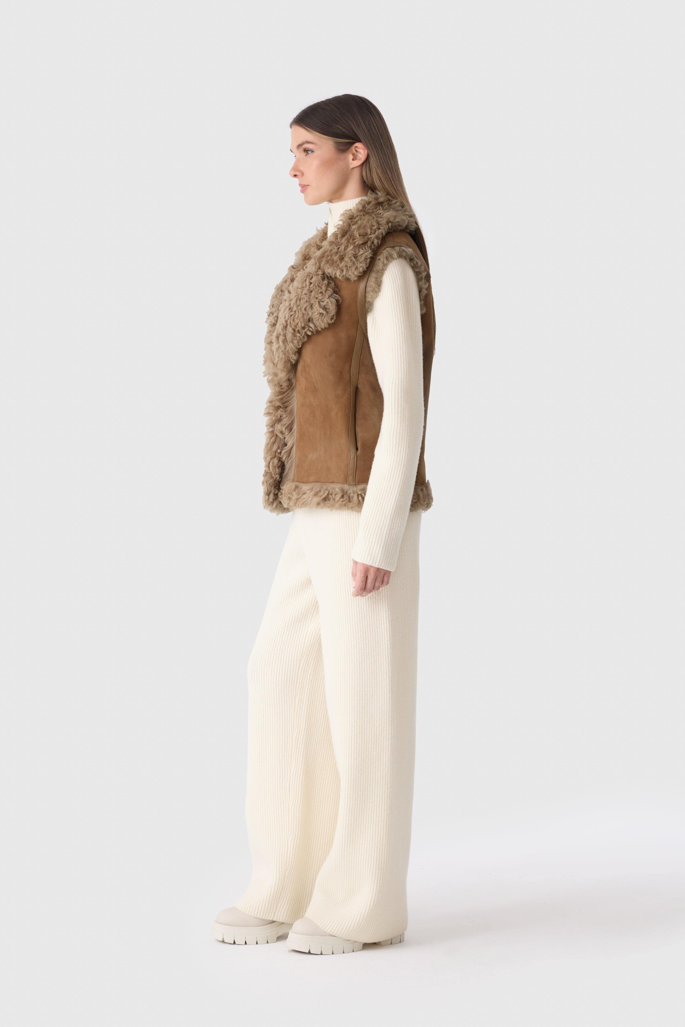 KASIA Reversible Shearling Leather Vest - 4