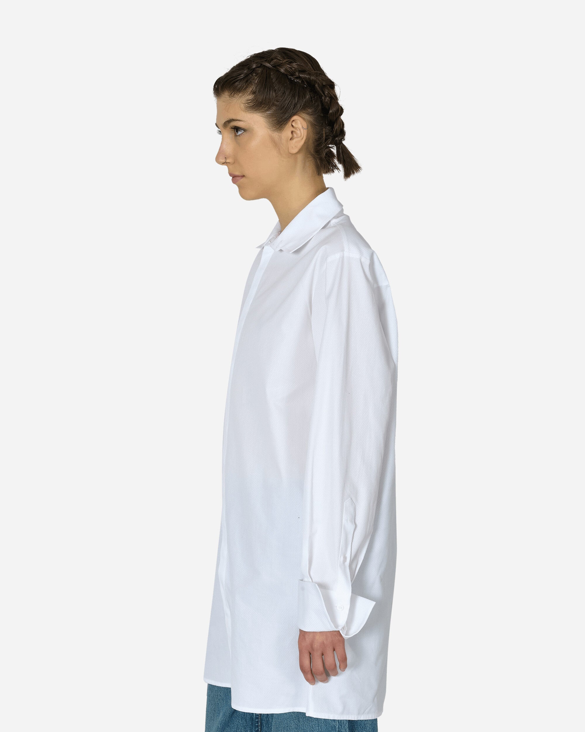 Wide Sleeved Stripy Poplin Shirt Off White - 2