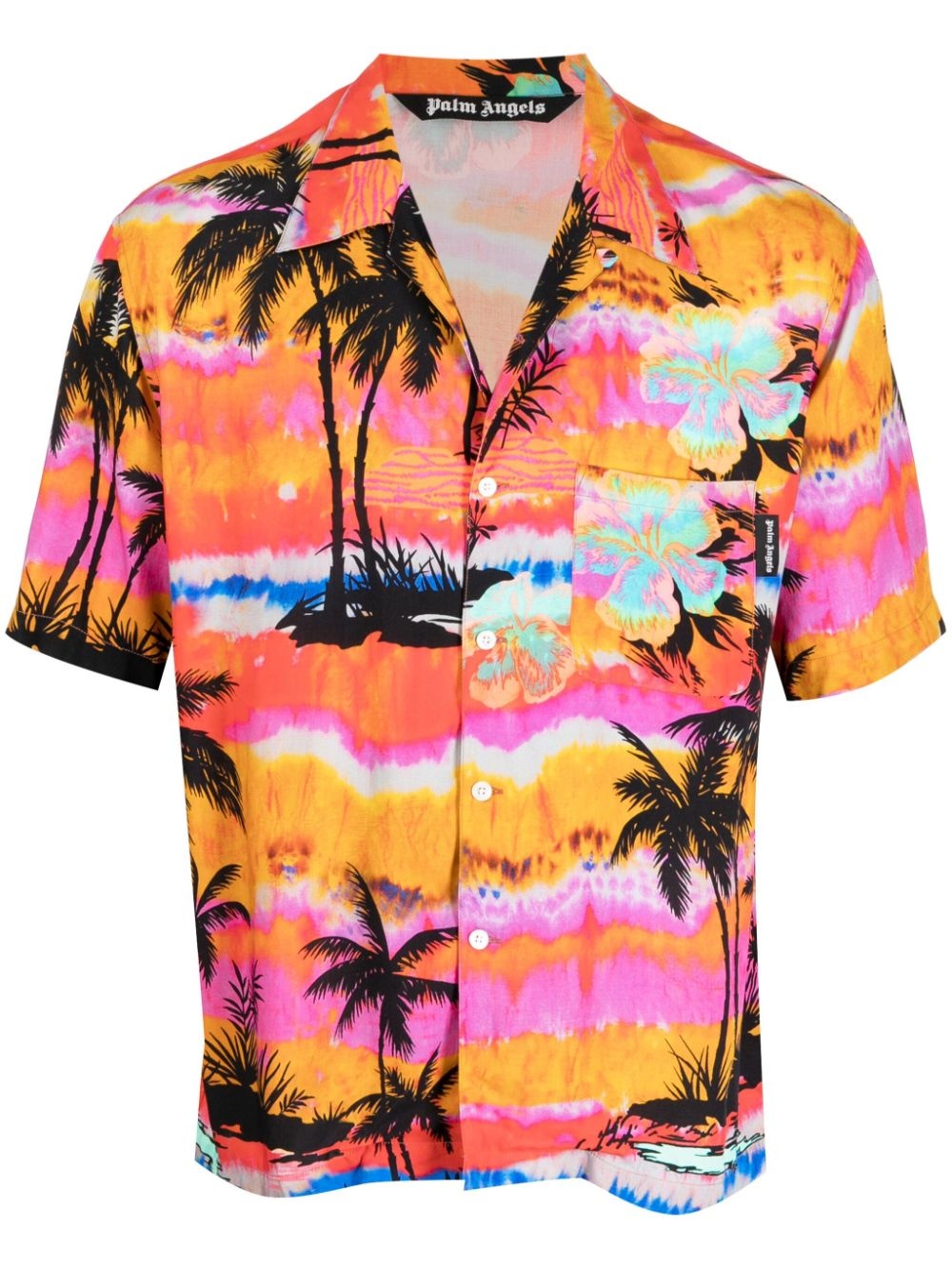 Palm Angels Psychedelic Sunset-print bowling shirt | REVERSIBLE