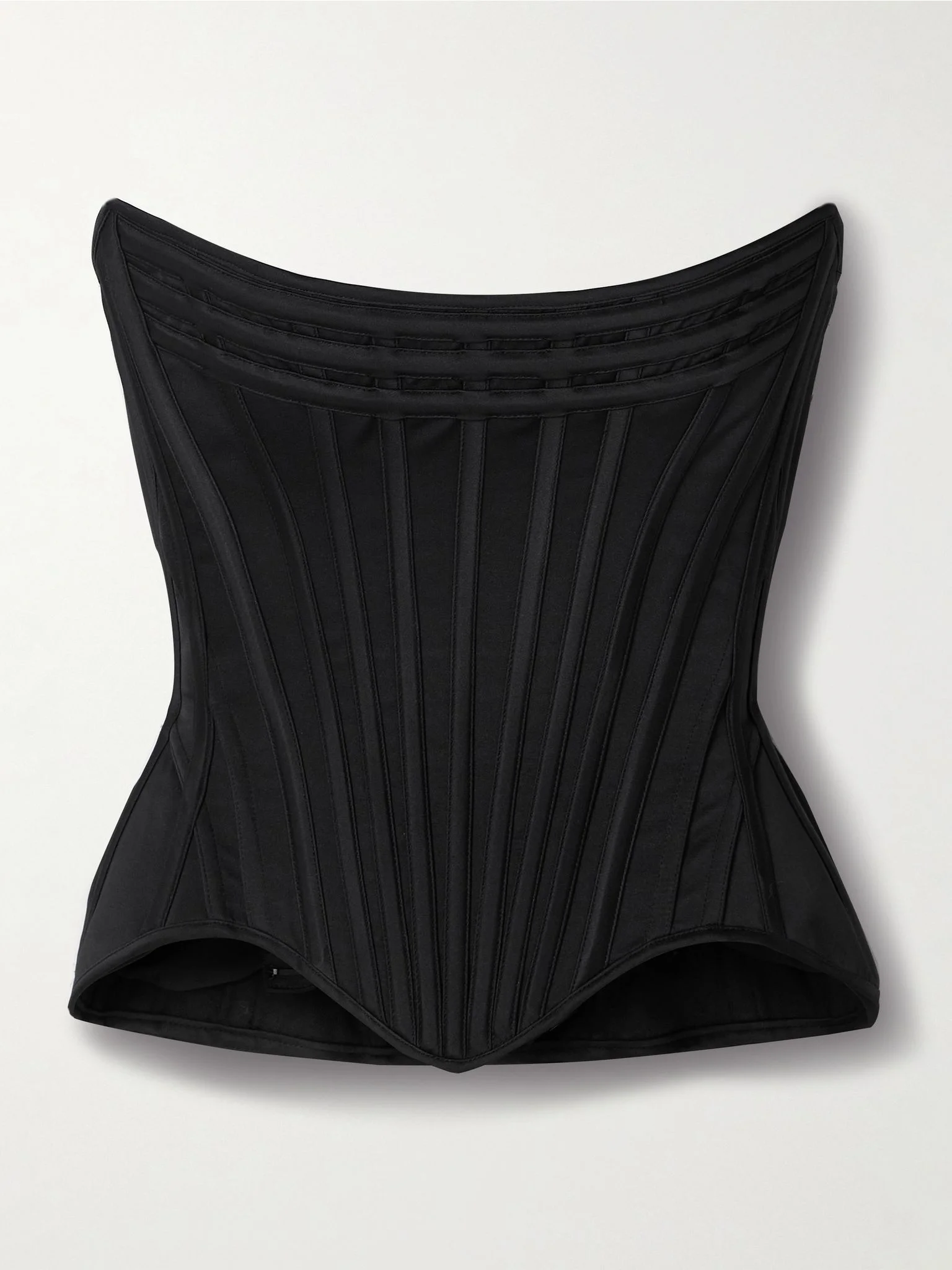 Wasp strapless recycled-satin bustier top Black - 1