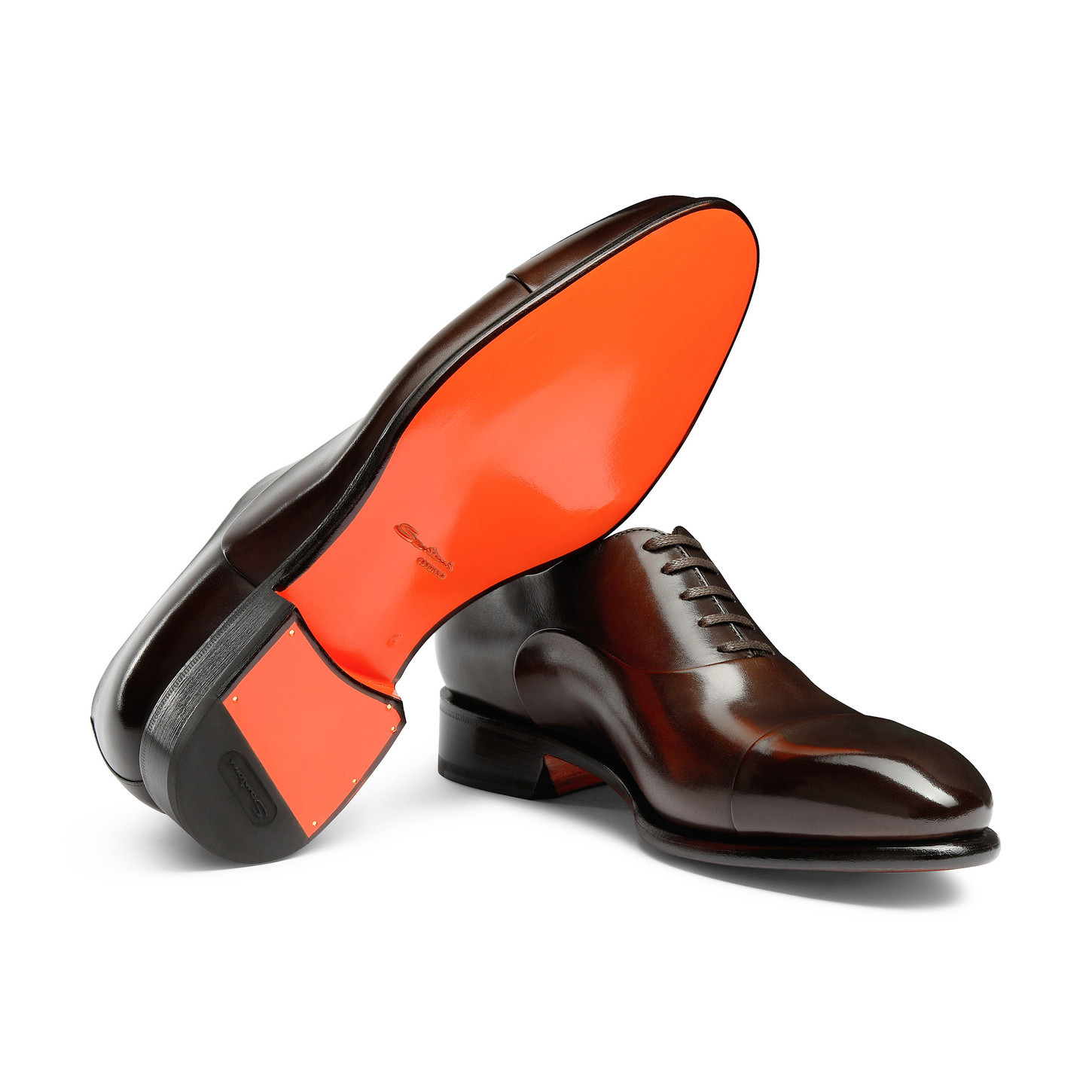 Men's polished brown leather Oxford shoe - 4