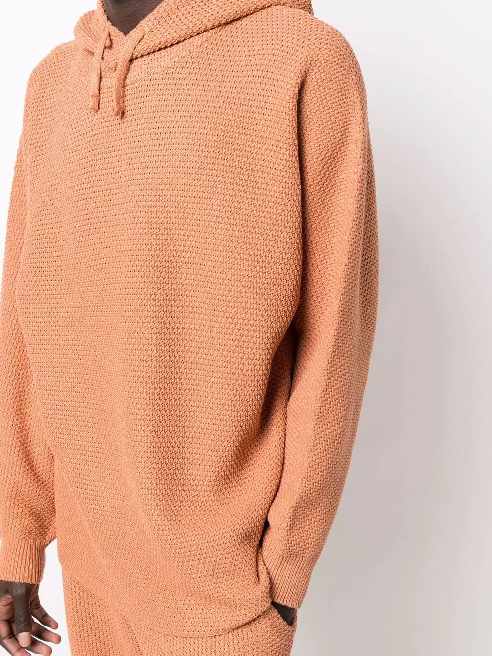 waffle-knit drawstring hoodie - 5