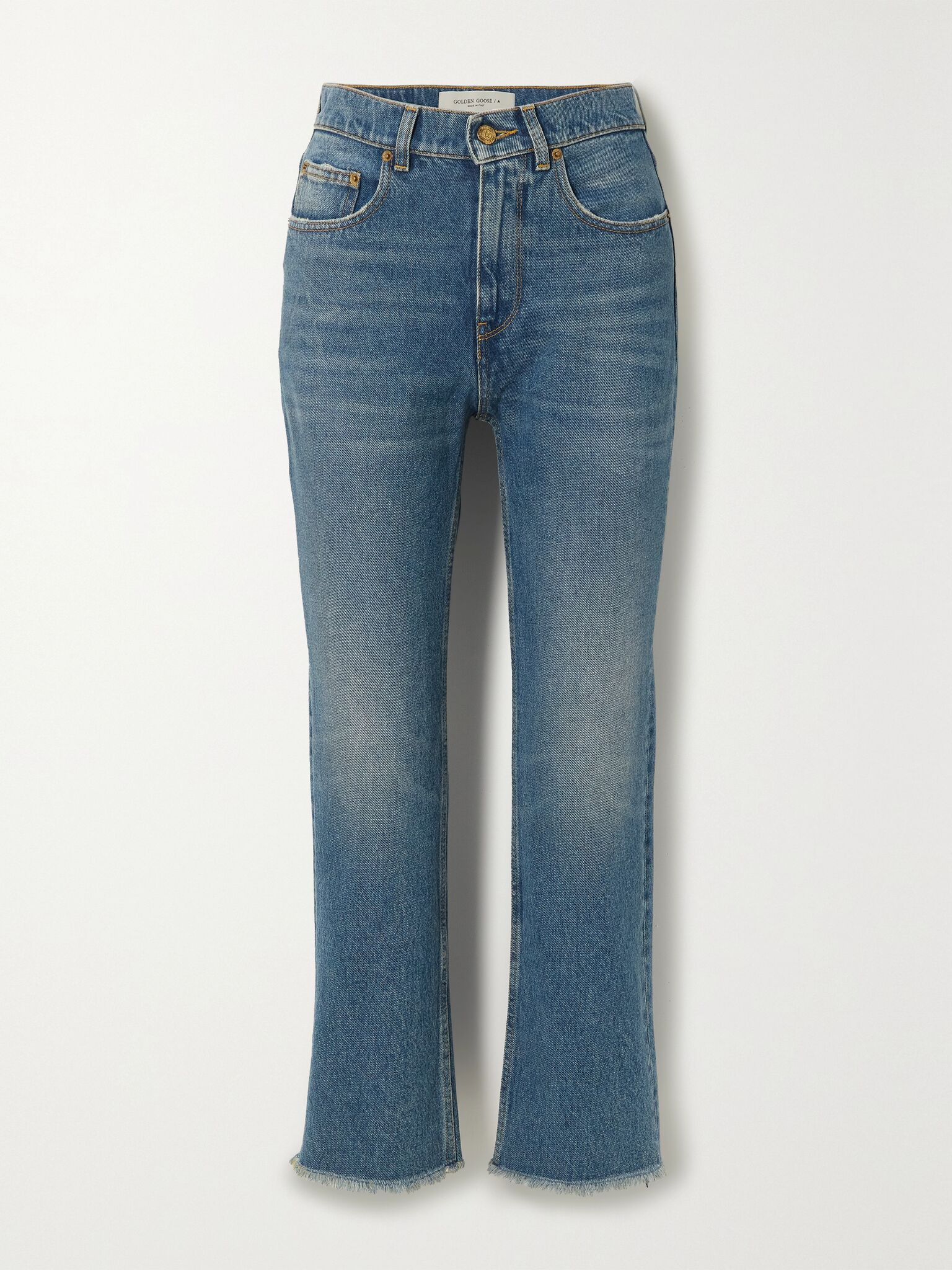 Golden high-rise cropped flared jeans Mid denim - 1