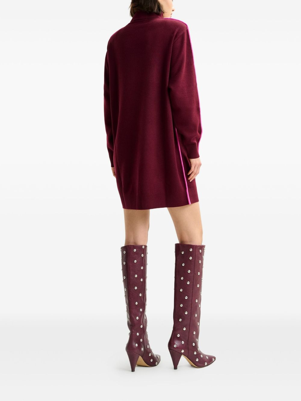 stripe-detail turtleneck mini dress - 3