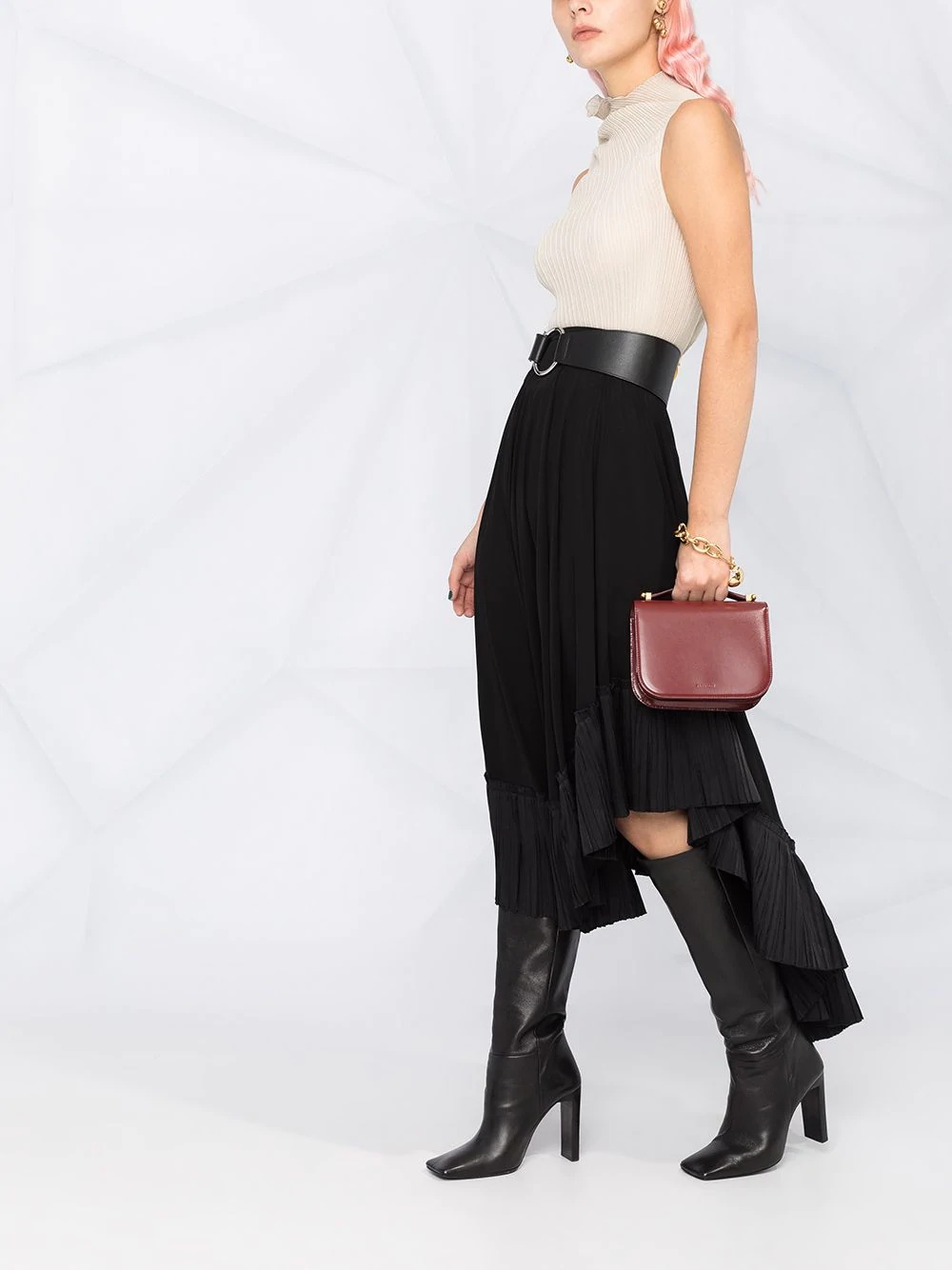 asymmetric draped skirt - 6