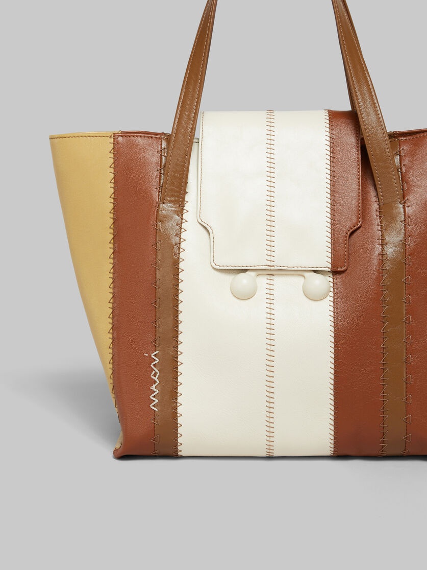 CREAM, BROWN, AND BEIGE LEATHER TRUNKAROO MEDIUM BAG - 5