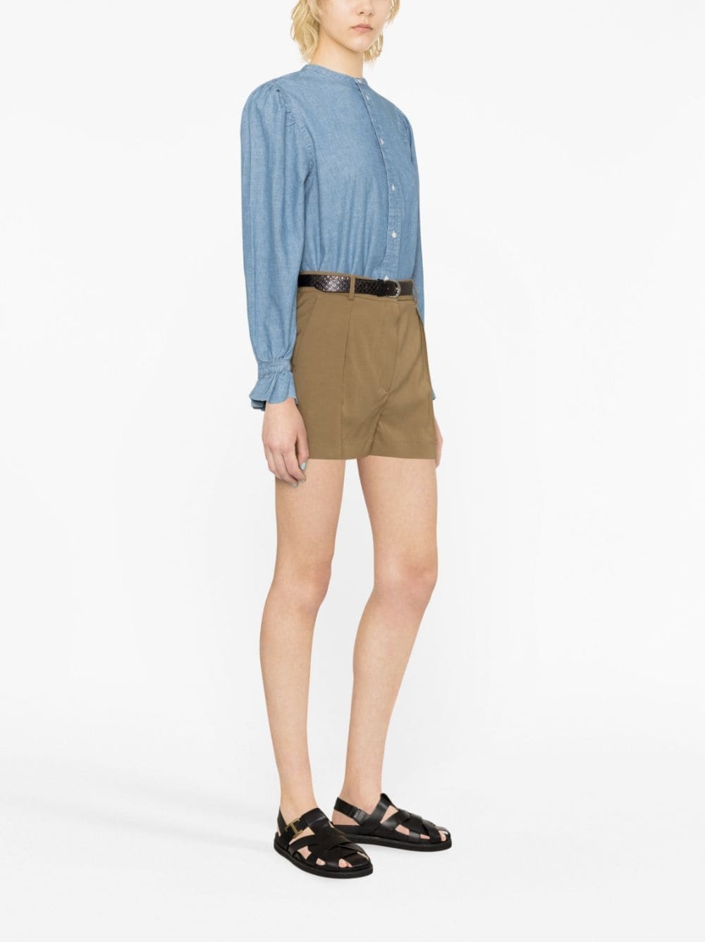 high-waist pleated shorts - 4