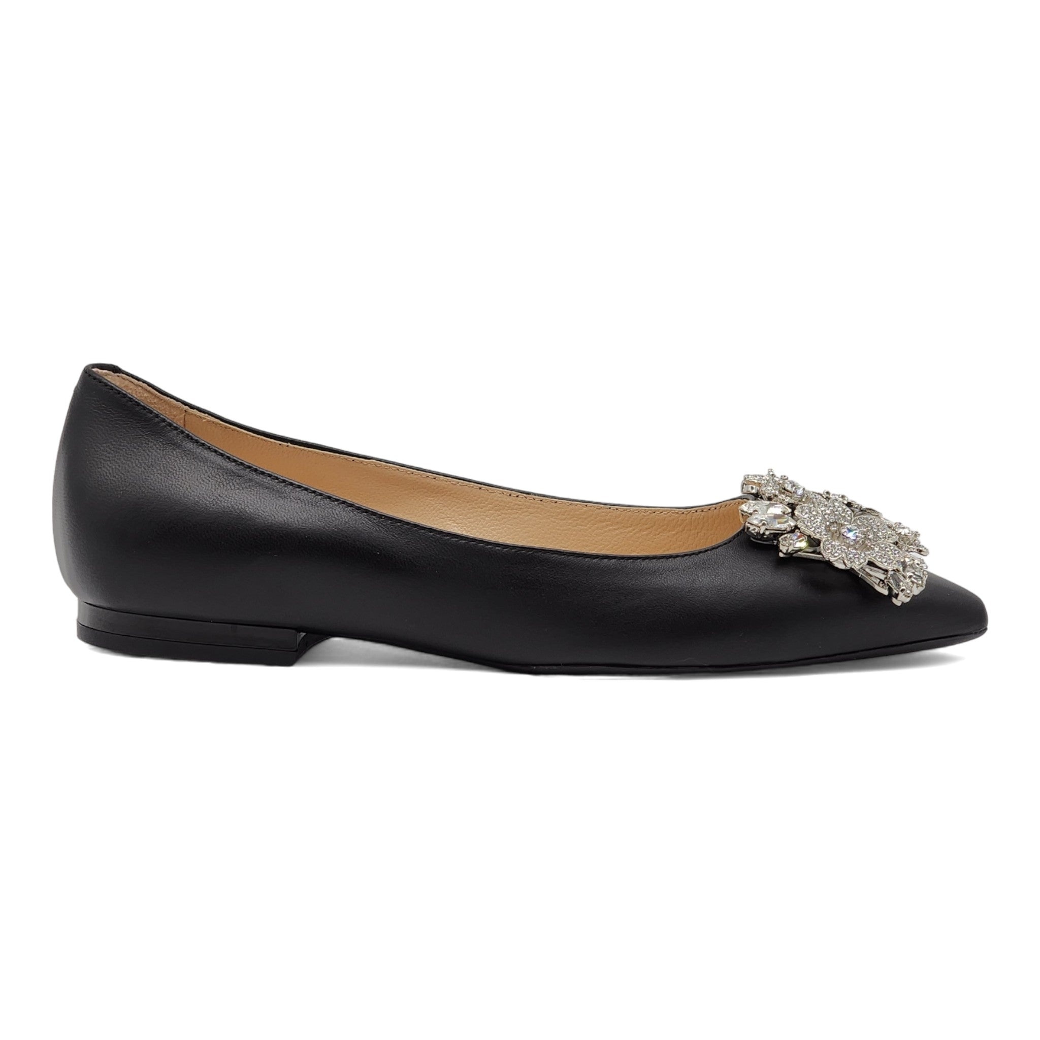 Roger Vivier Flower Strass Leather Ballet Flats - Leather - Black - 3