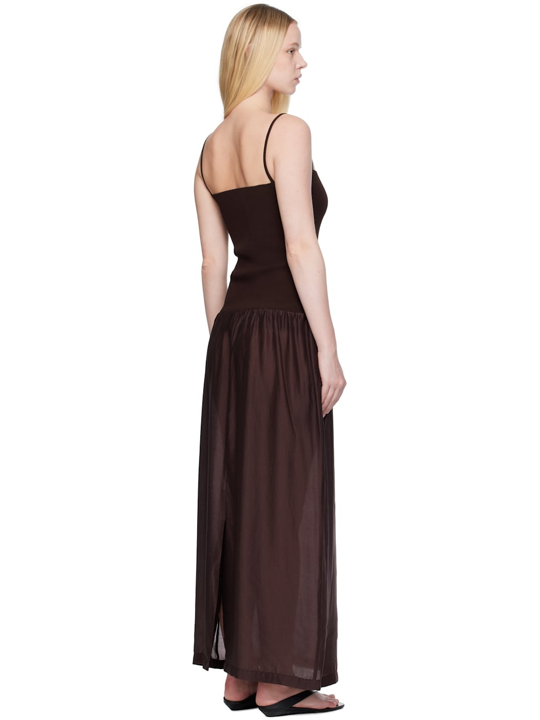 Burgundy Silky Knit Maxi Dress - 3