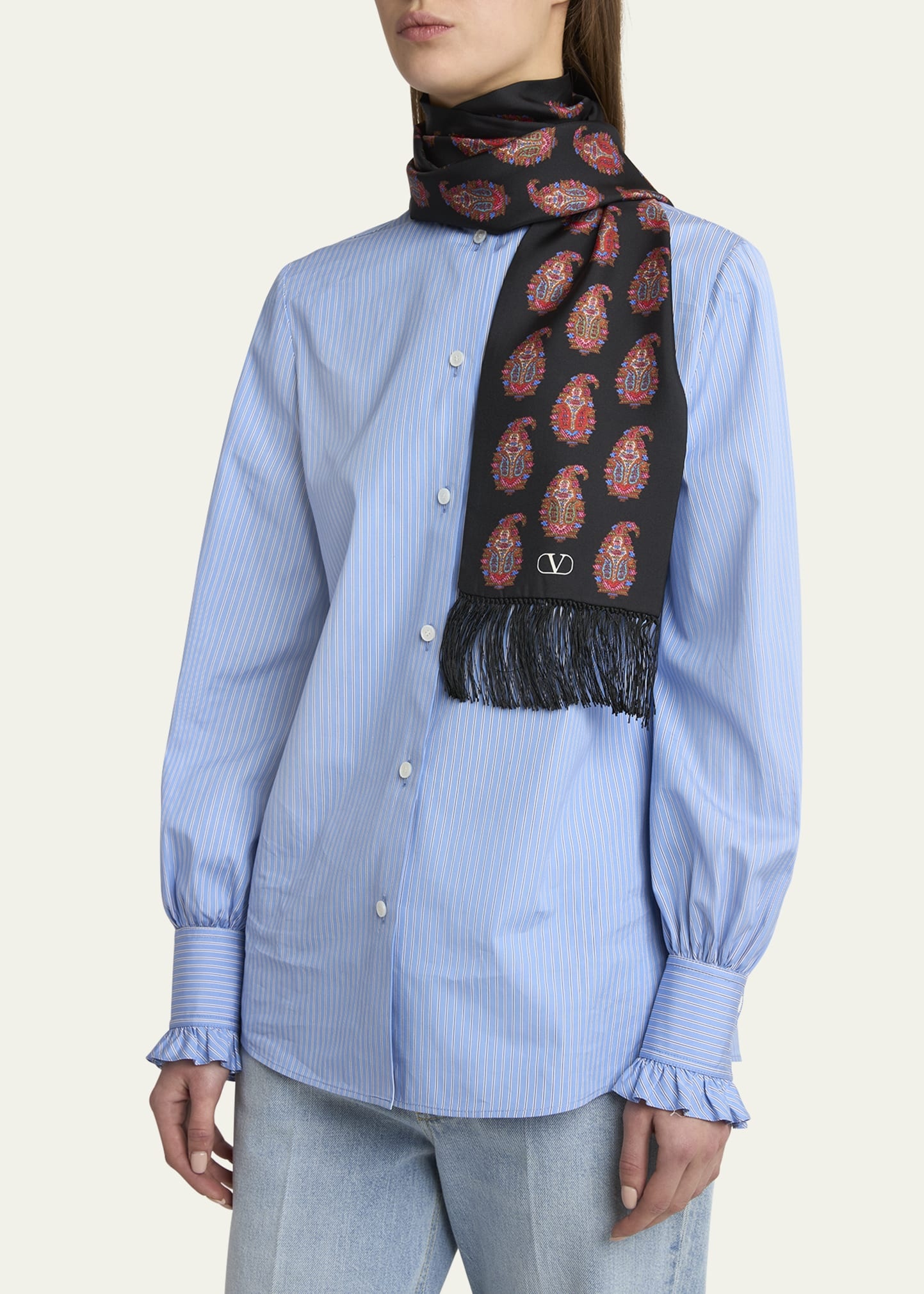 Paisley Twill Fringe Scarf - 3