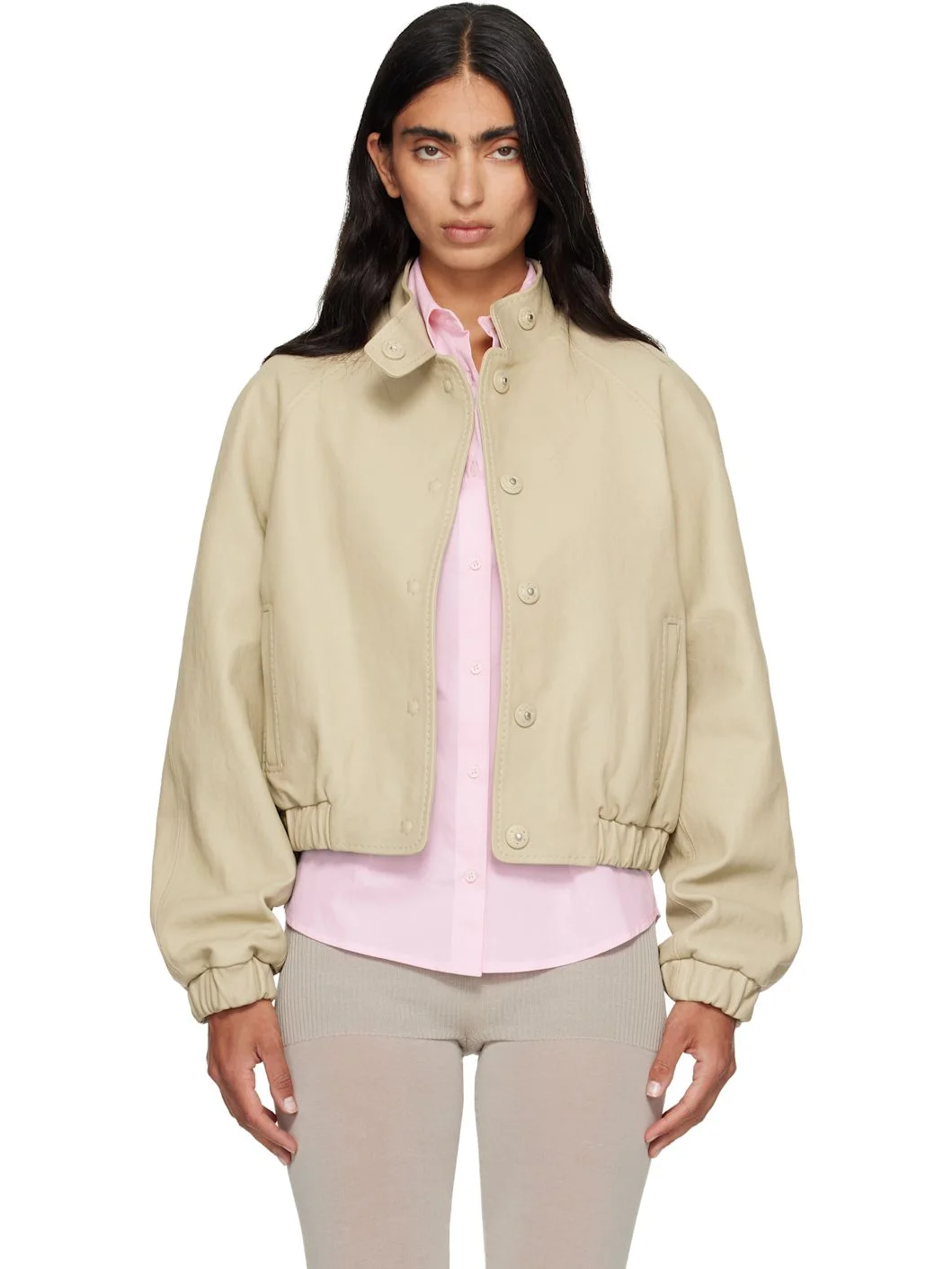 Beige Raim Leather Jacket - 1