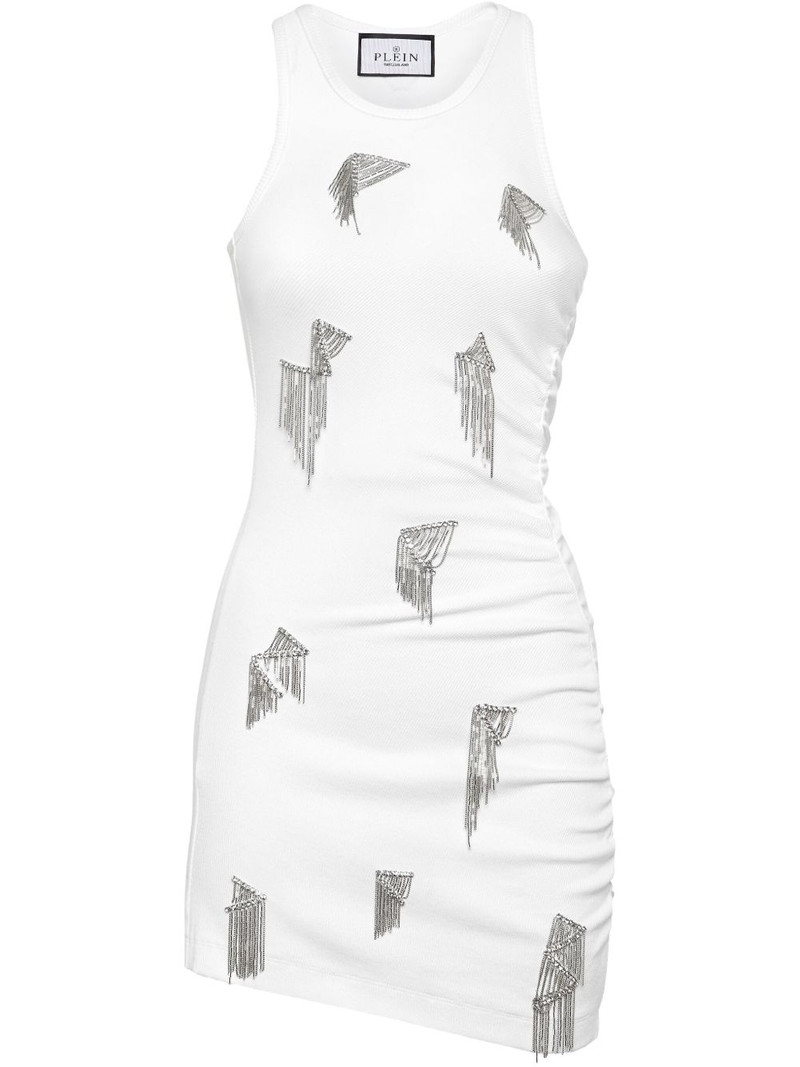 fringe-detail ribbed mini dress 1