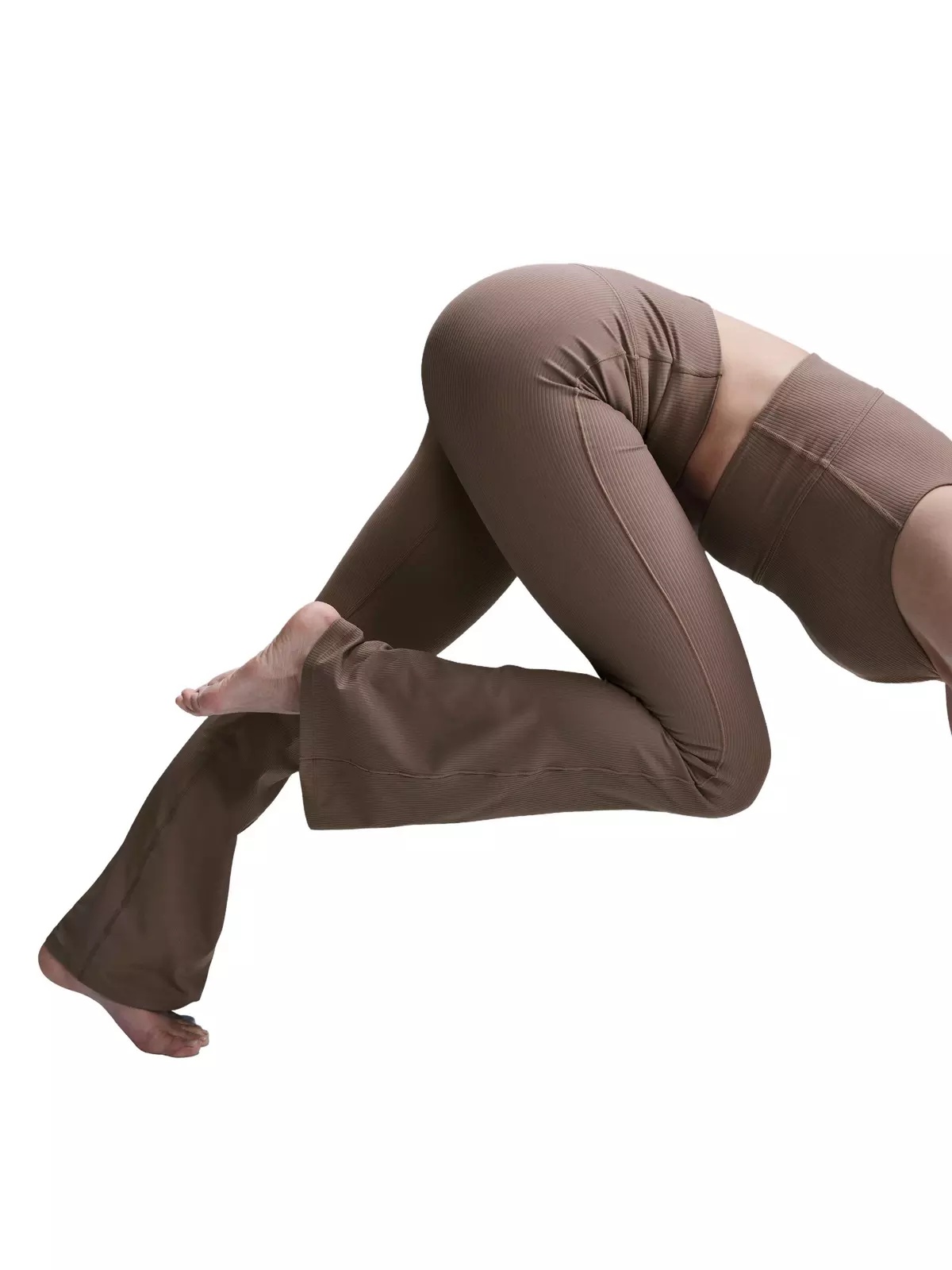 Women's Zenvy Rib Gentle-Support High-Waisted Flared Leggings-Brown - 4
