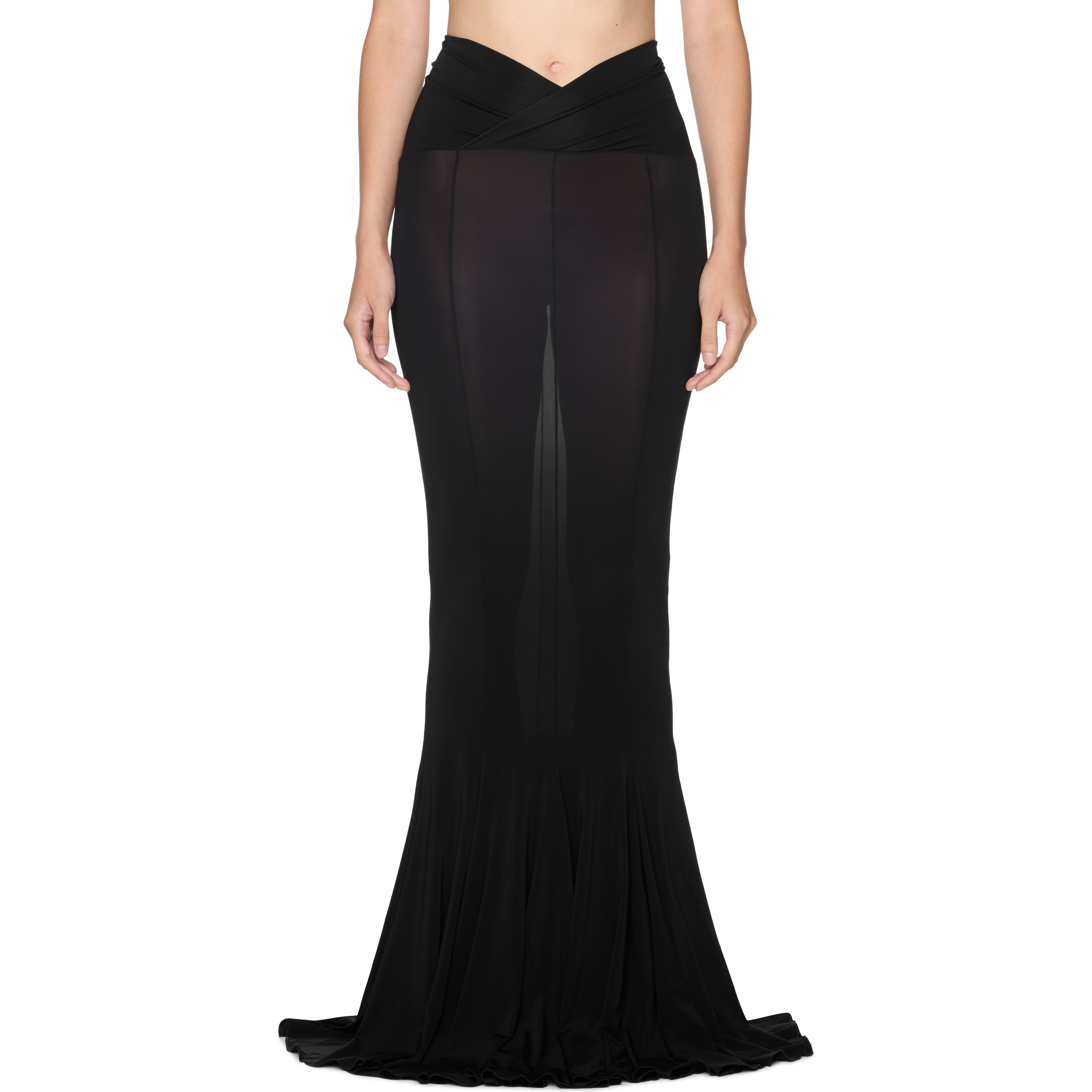 V-Waist Flared Jersey Maxi Skirt - 1