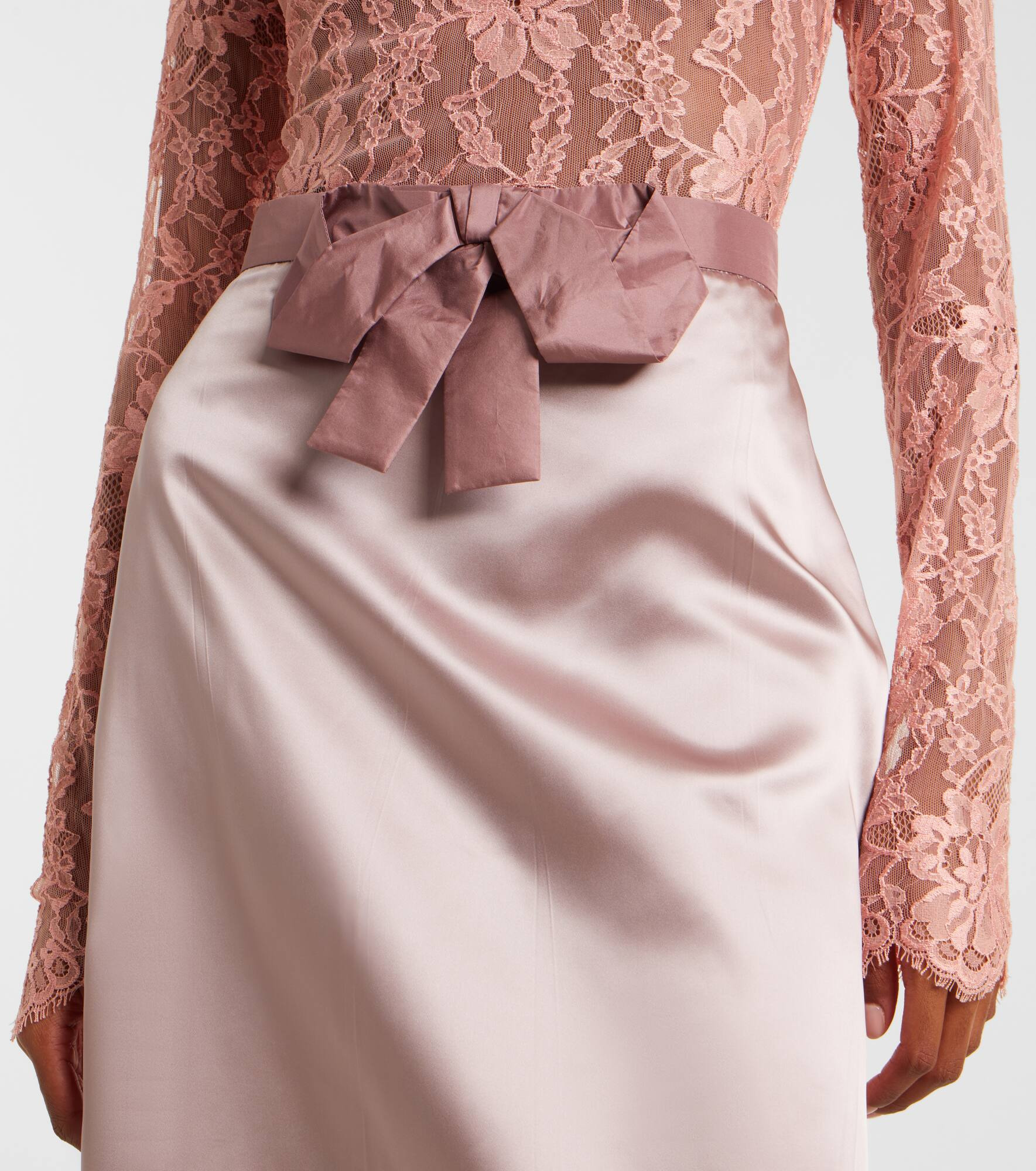Bow-detail satin midi skirt - 4