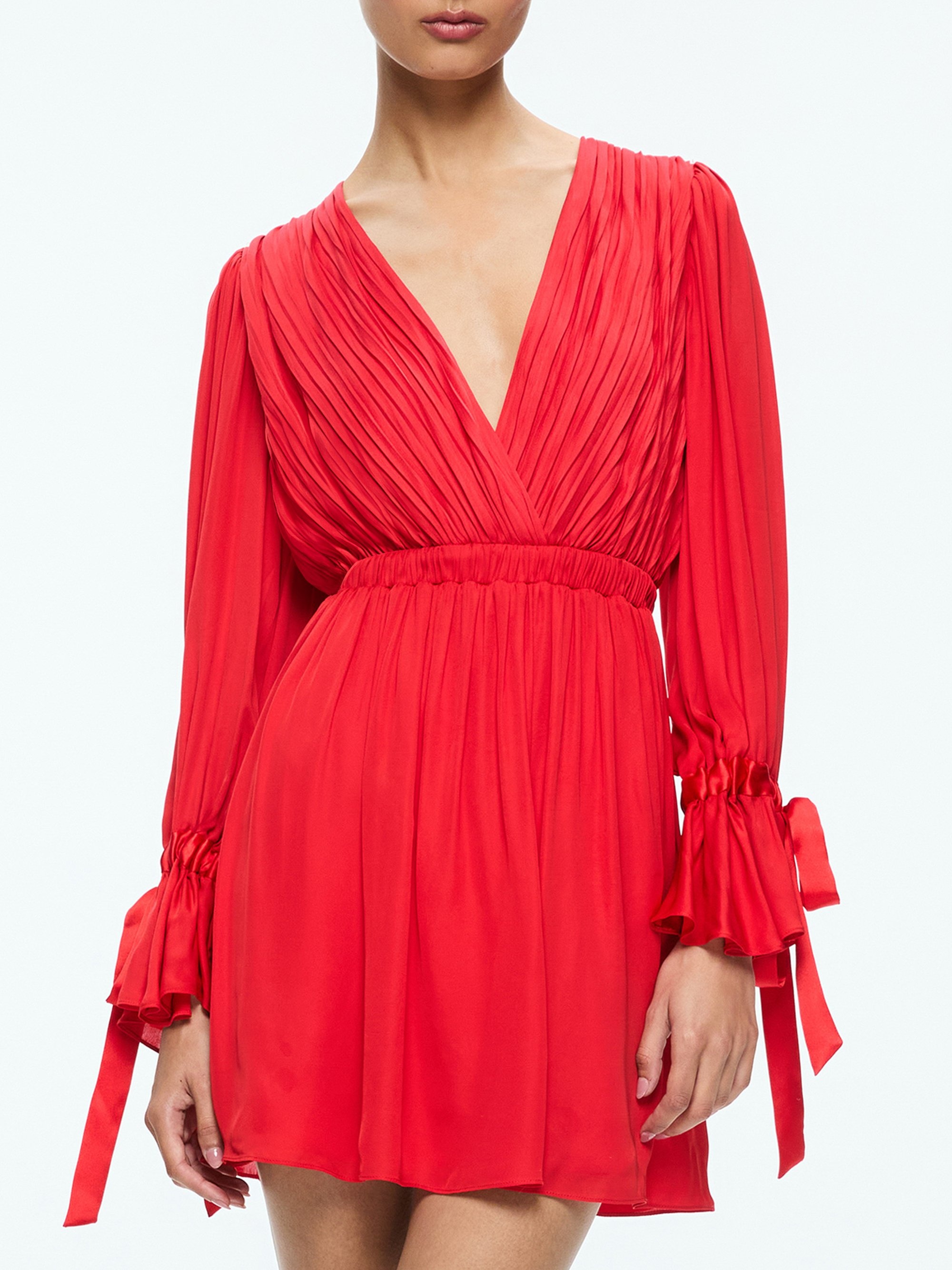 CLARISSA DEEP V TIE SLEEVE MINI DRESS - 3