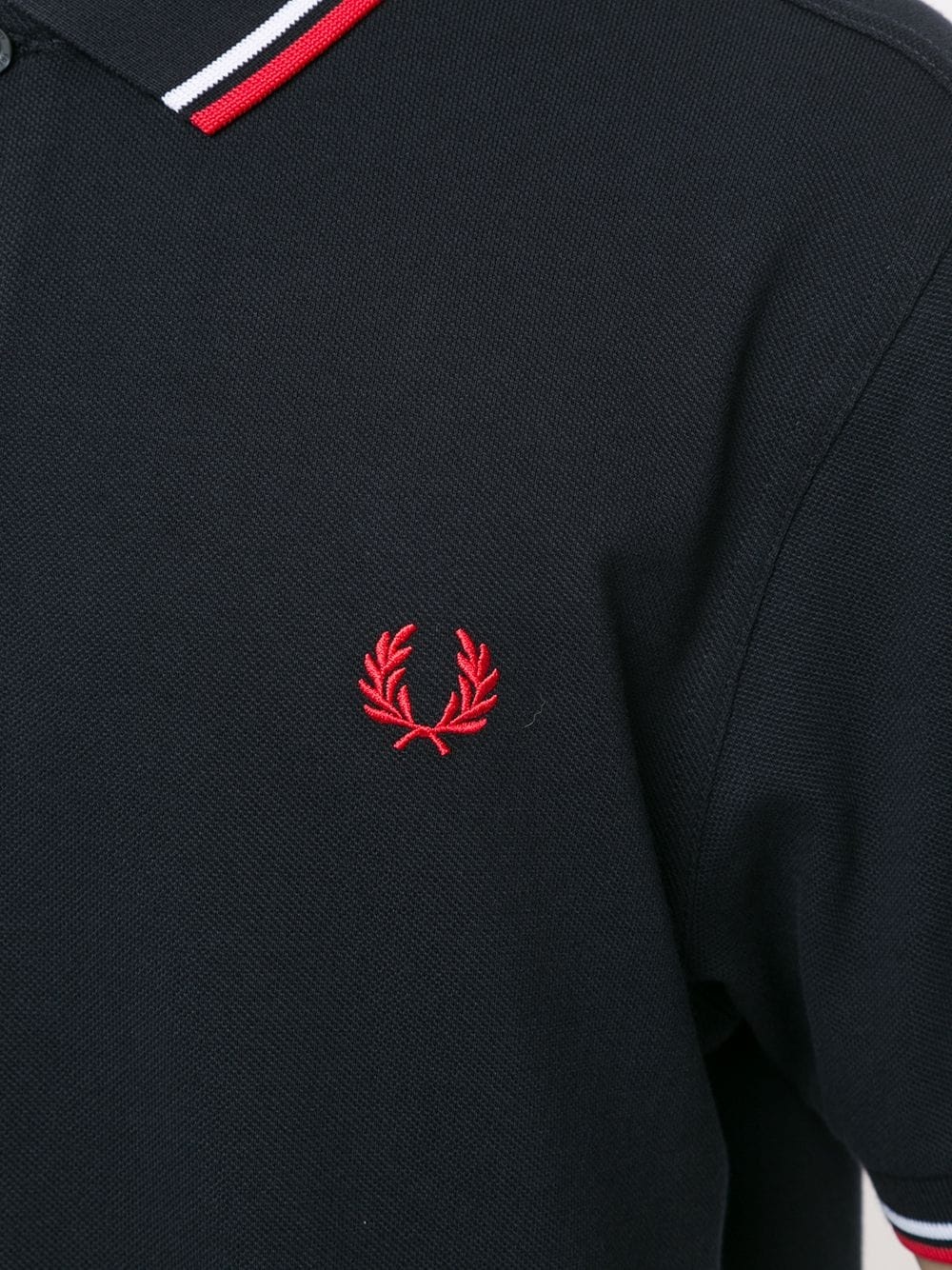 stripe-trim logo polo shirt - 5