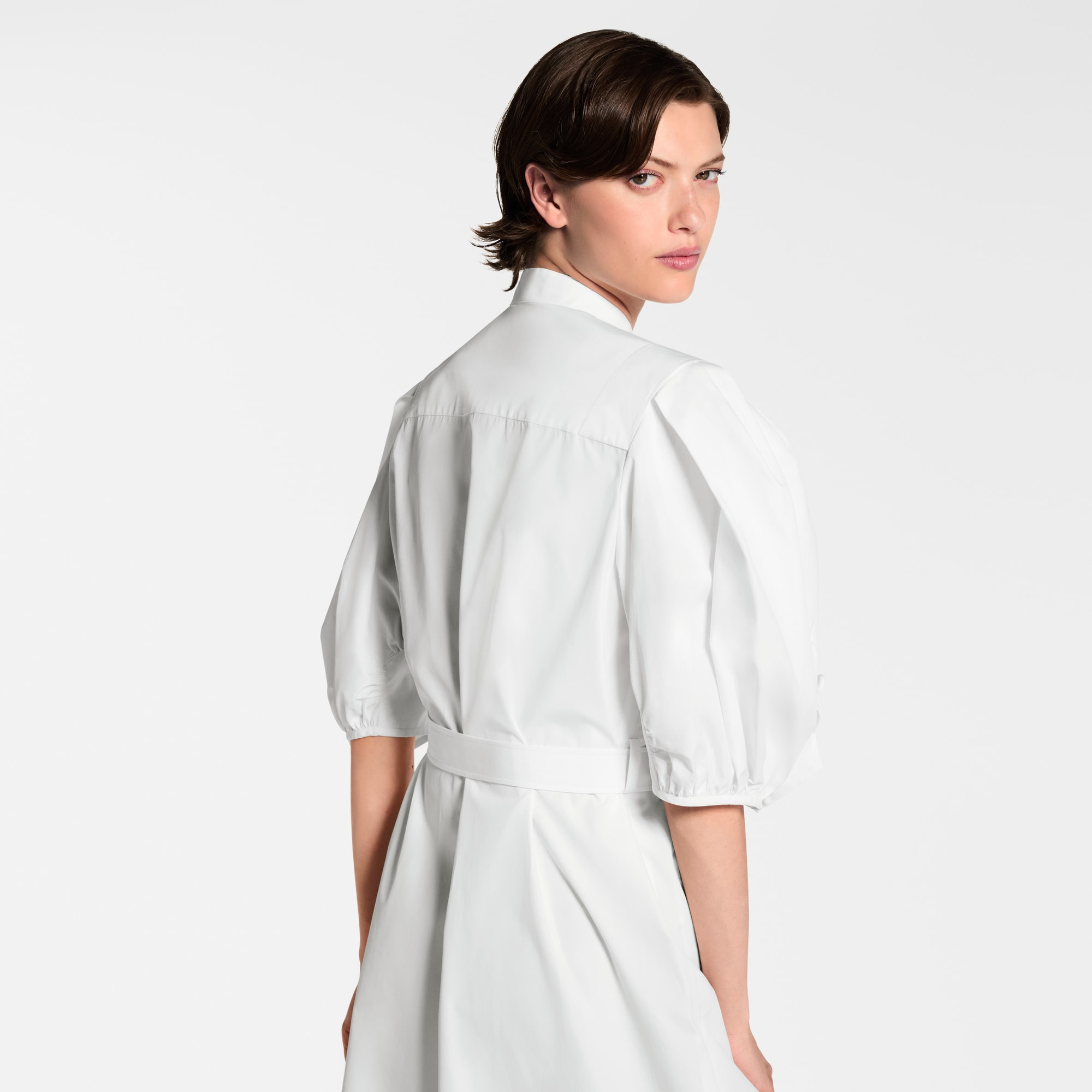 Puff-Sleeve Shirt Dress - 7