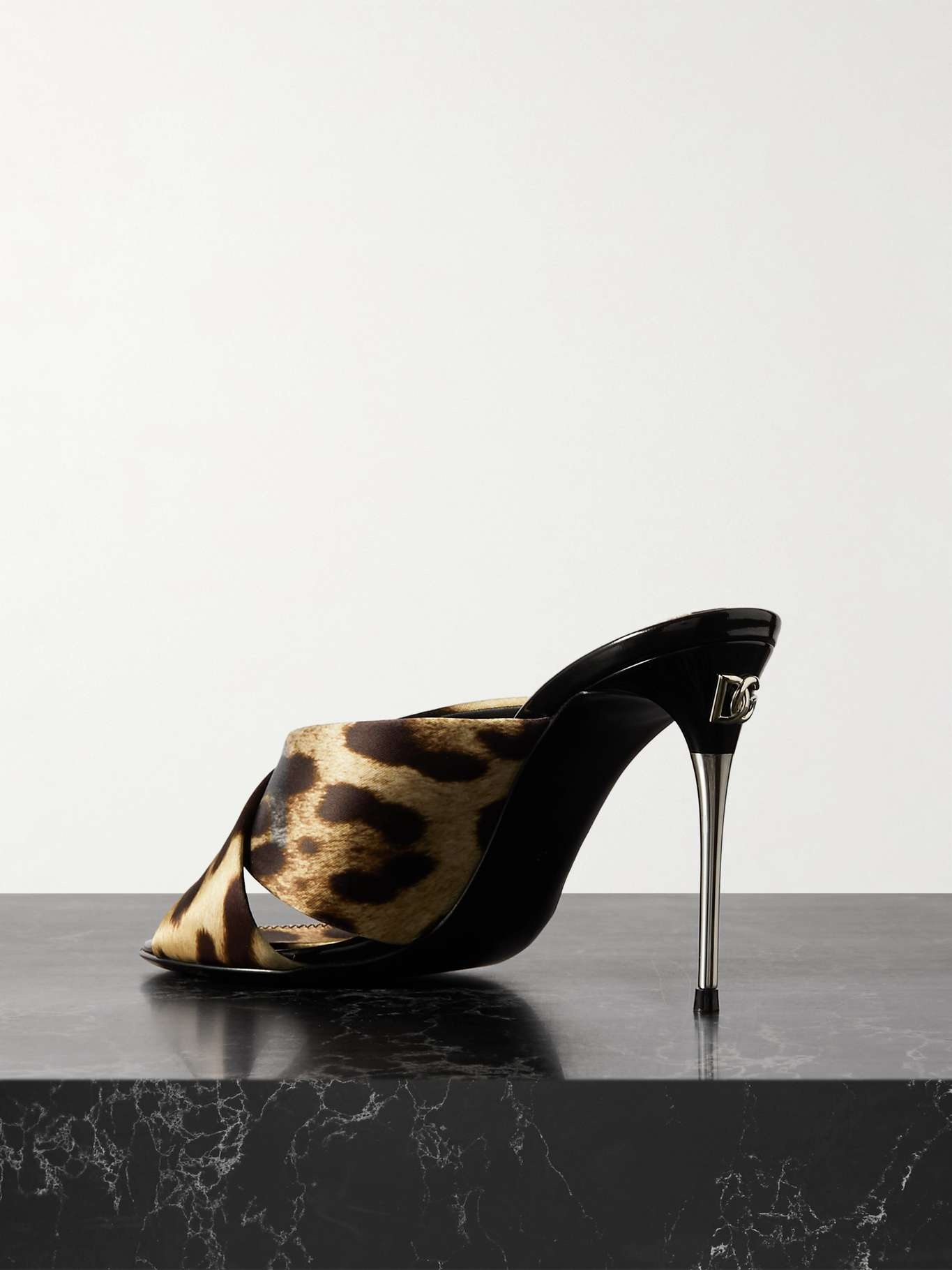 Leopard-print satin mules - 3