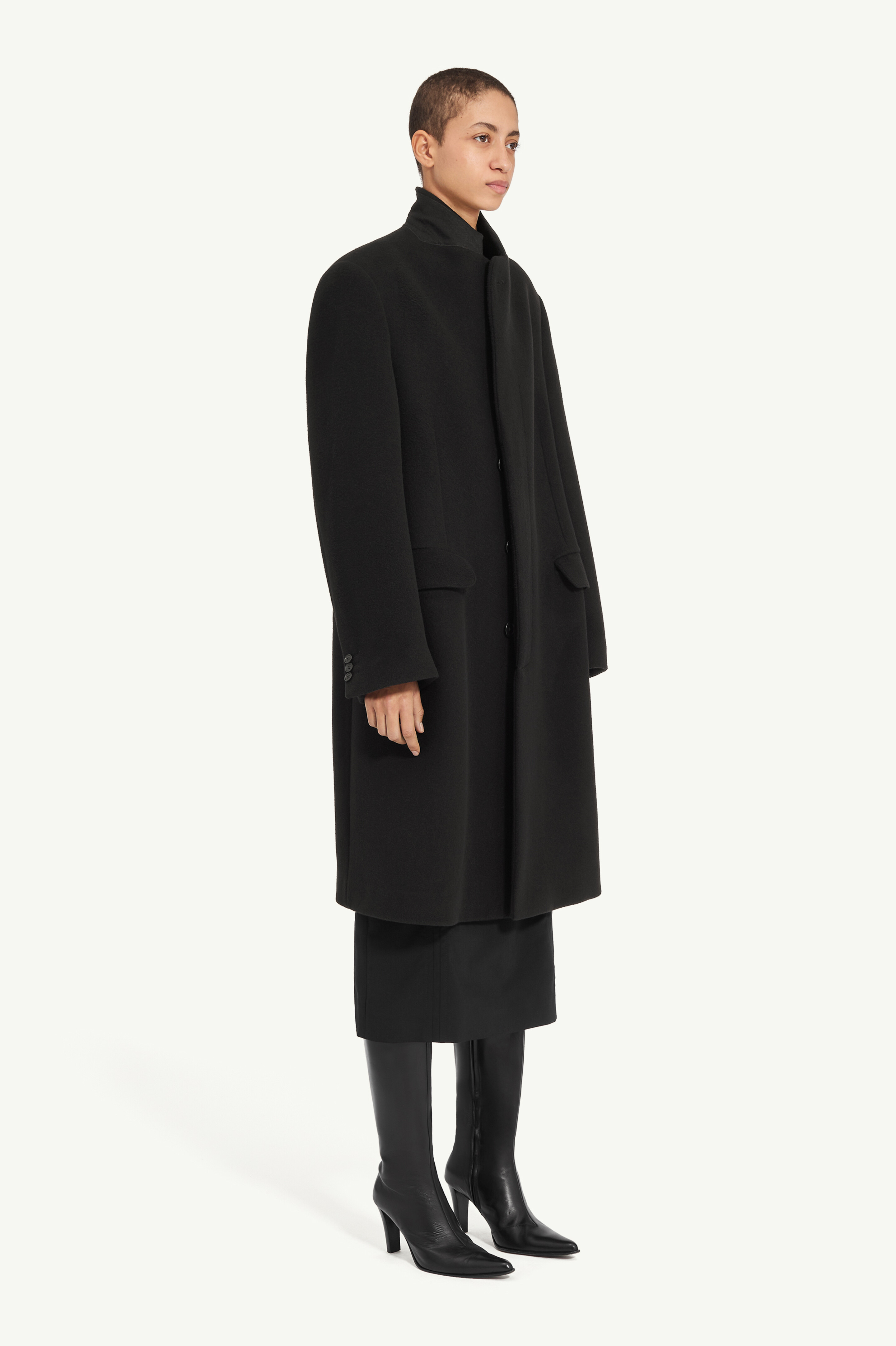 Stand collar wool blend coat - 3