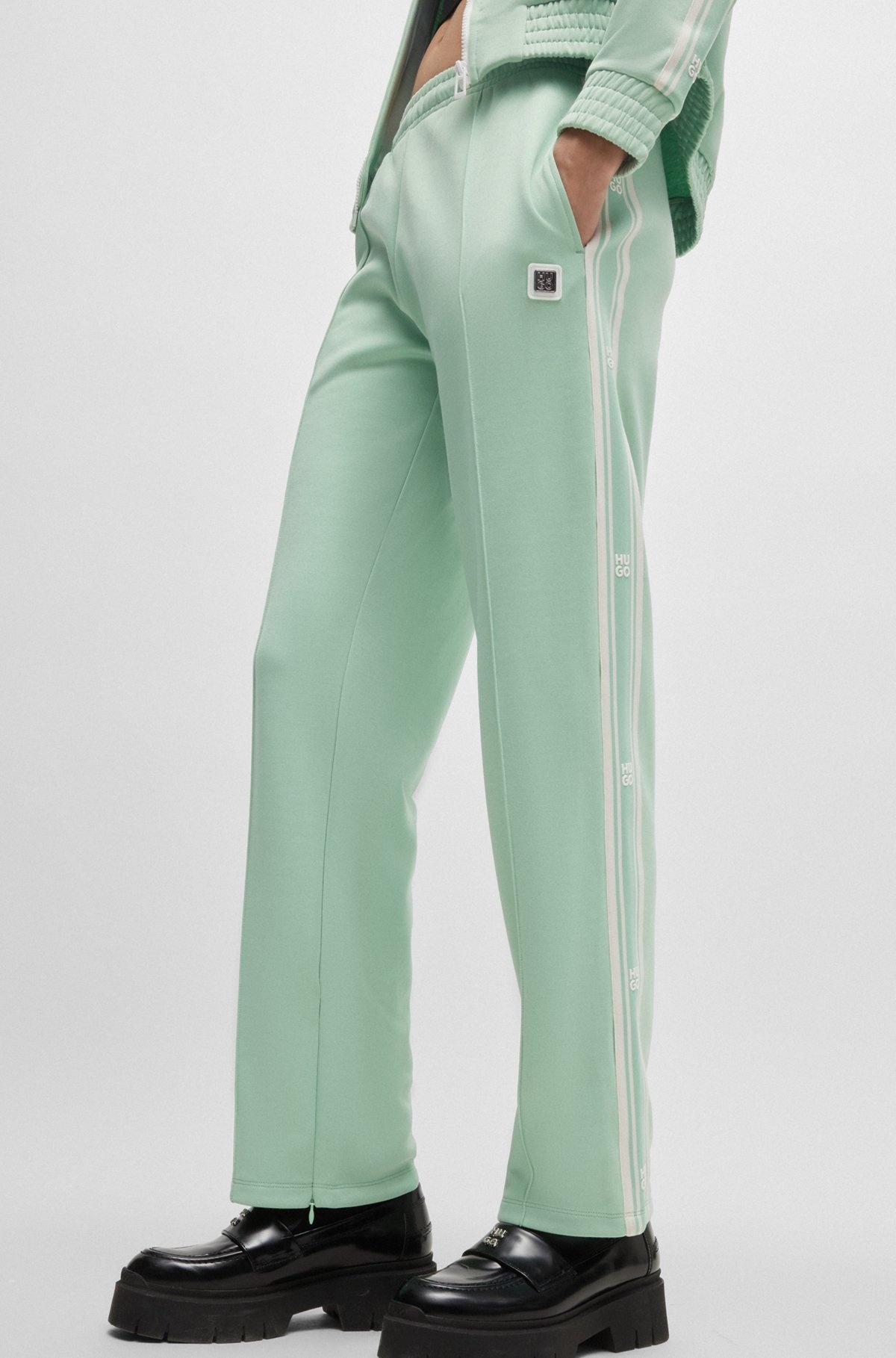 STRAIGHT-FIT TRACKSUIT BOTTOMS WITH STACKED LOGO - 5